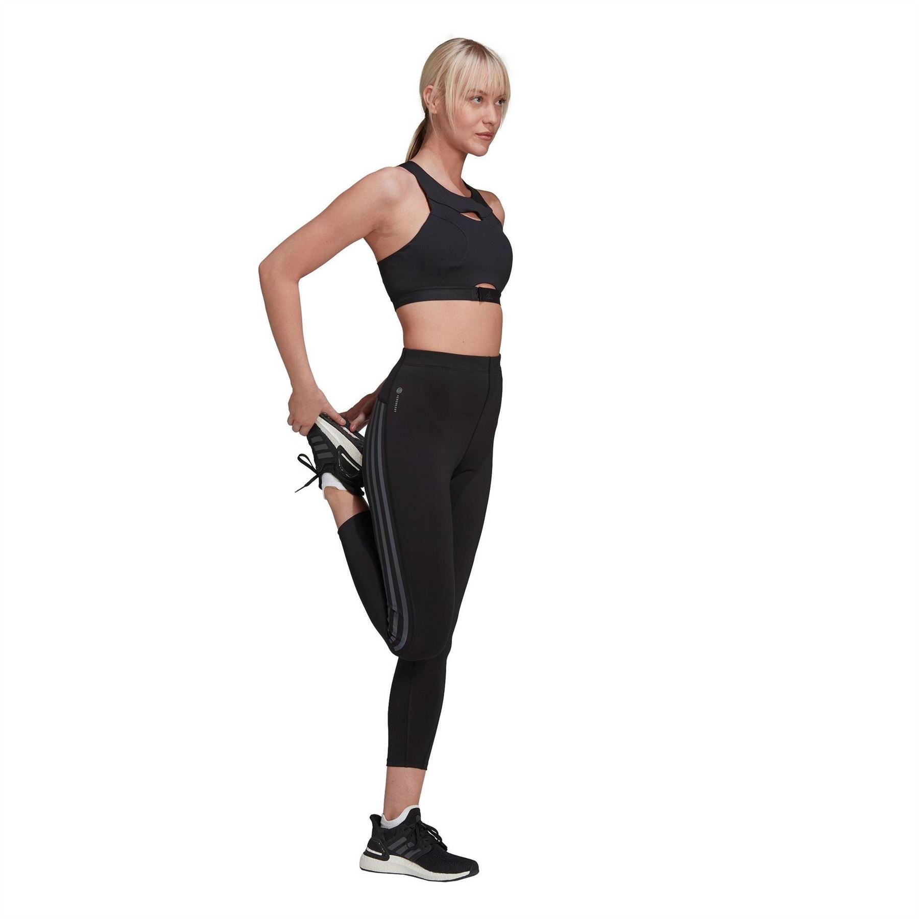 adidas Womens Icons 3 Stripe 7 8 Running Tights