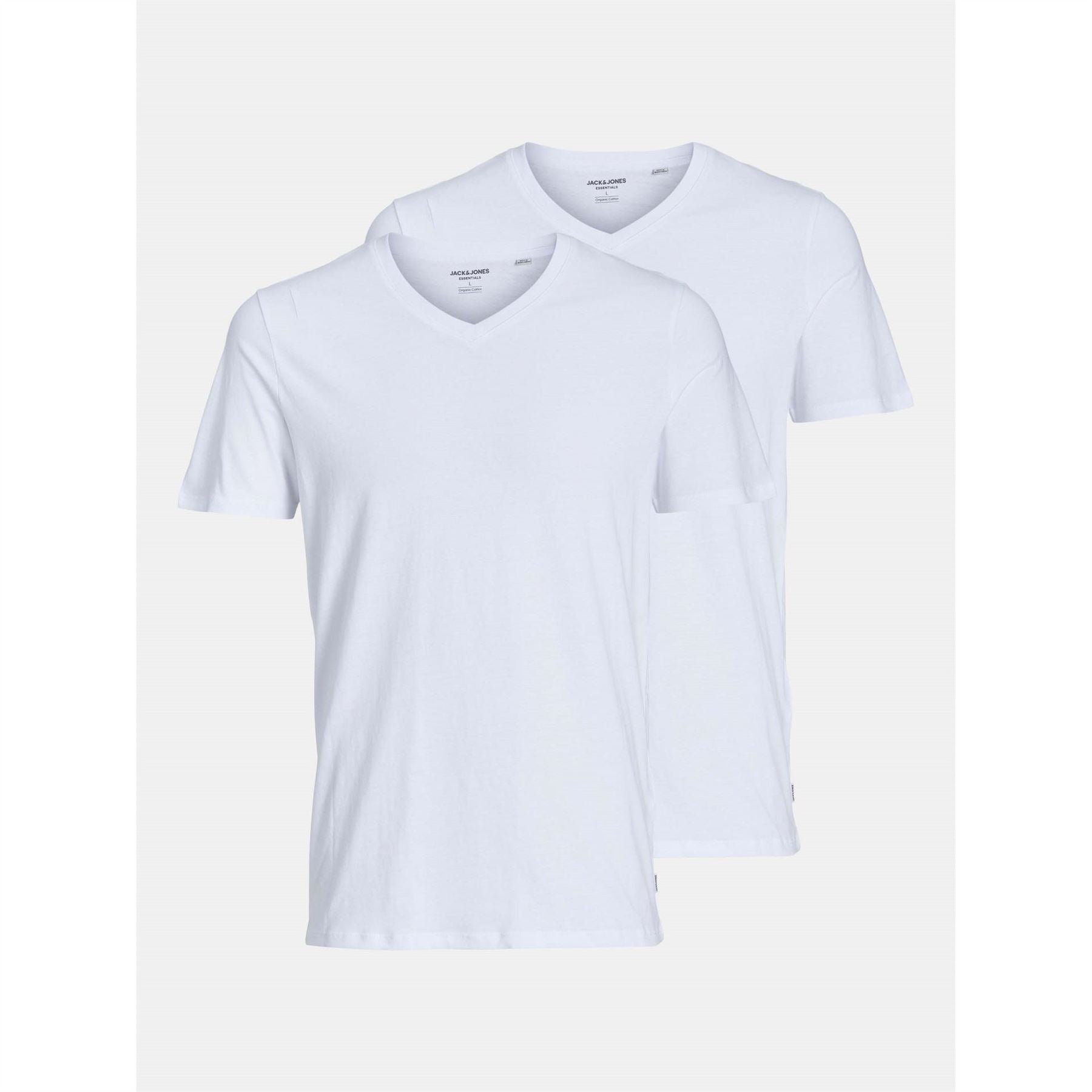 Jack and Jones Mens 2 Pack Short Sleeve V Neck T-Shirt