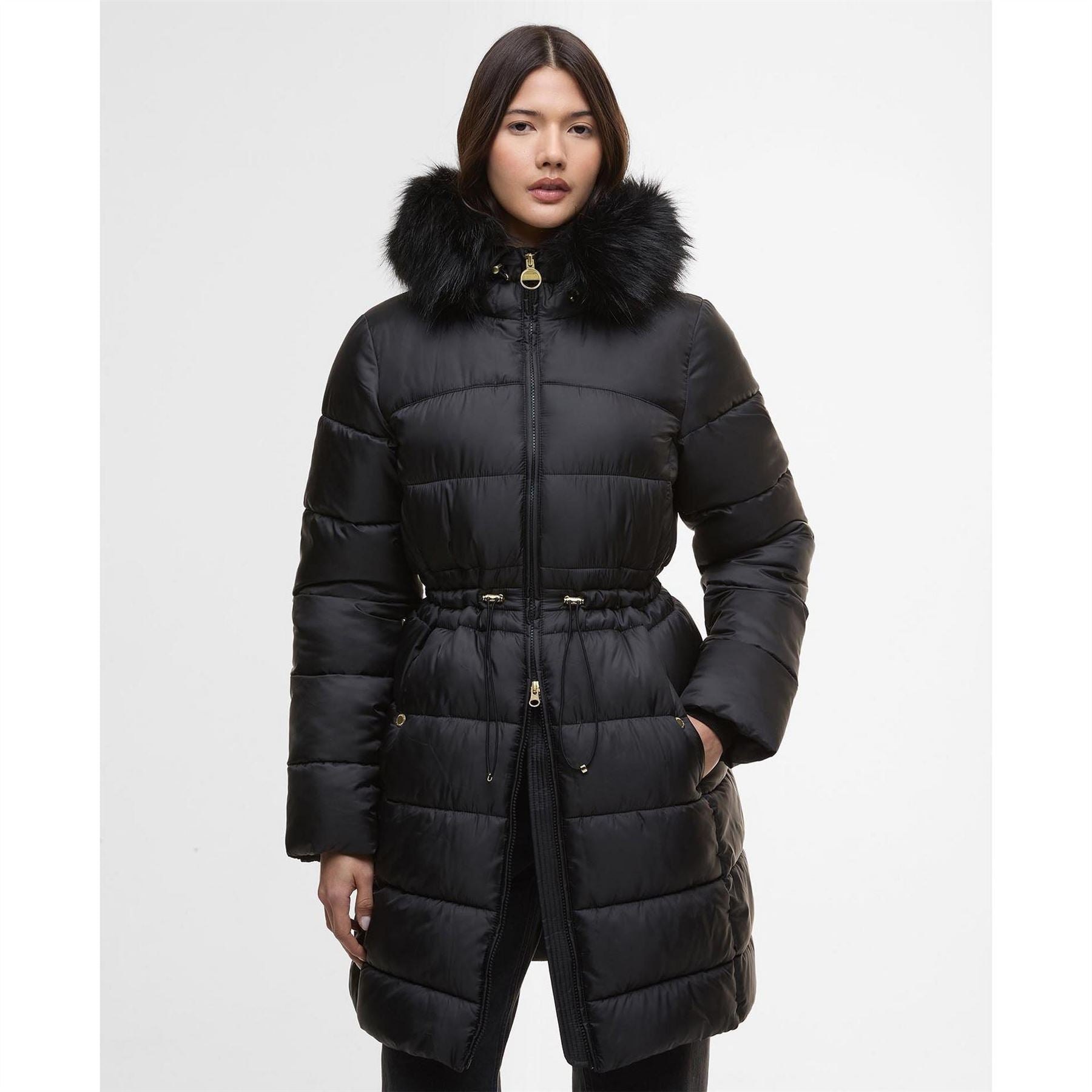 Barbour International Anastasia Detachable Hood Slim Fit Medium Puffer Jacket