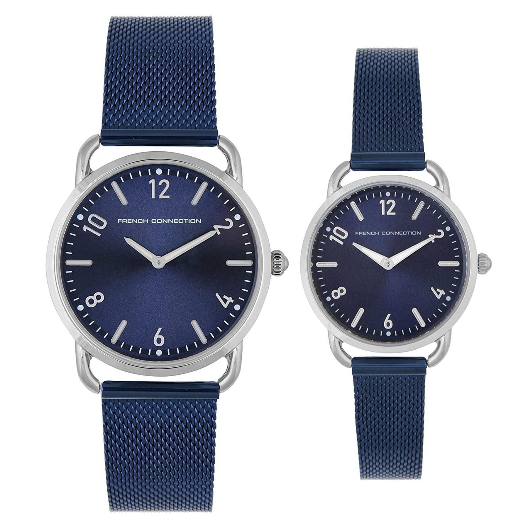 French Connection Connection Analog Blue Dial Pair Watch