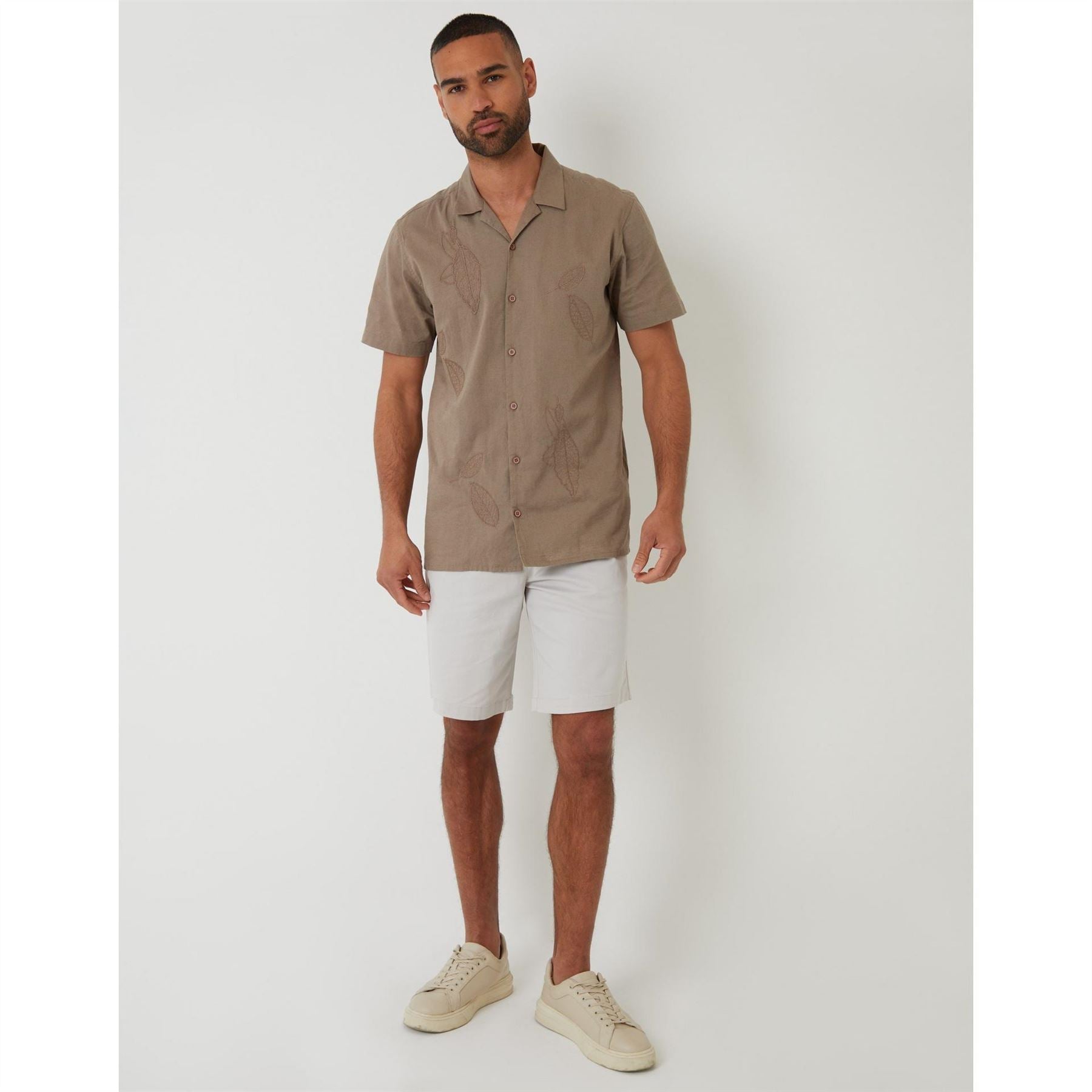 Threadbare Maples Embroidered Regular Fit Short Sleeve Shirt