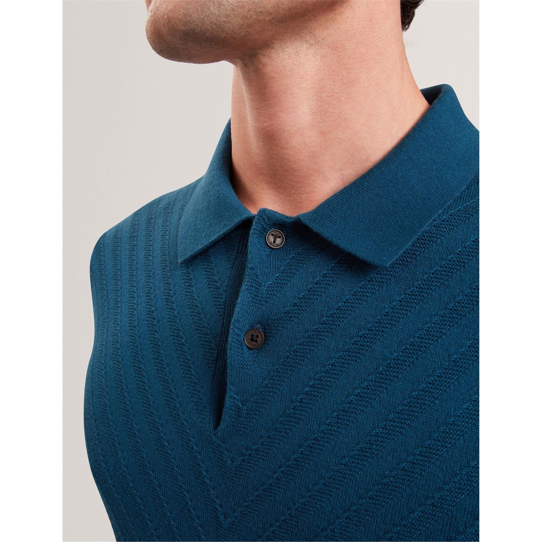 Ted Baker Button Placket Collared Short Sleeve Polo Shirt