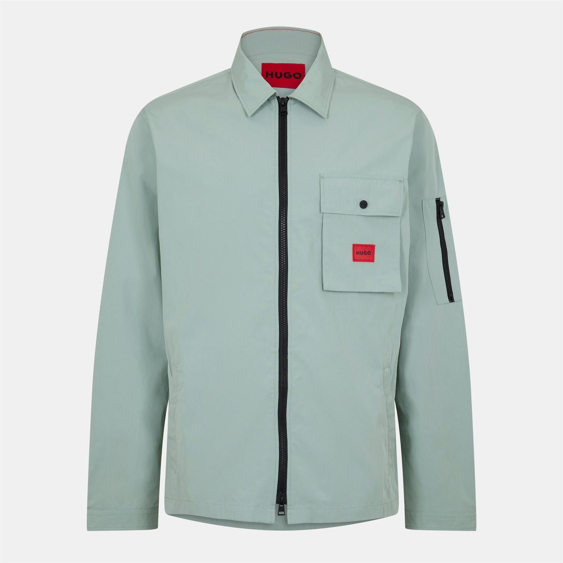 Hugo HUGO Emmond Cotton Long Sleeve Zip Overshirt   Contemporary Design with Logo Detail