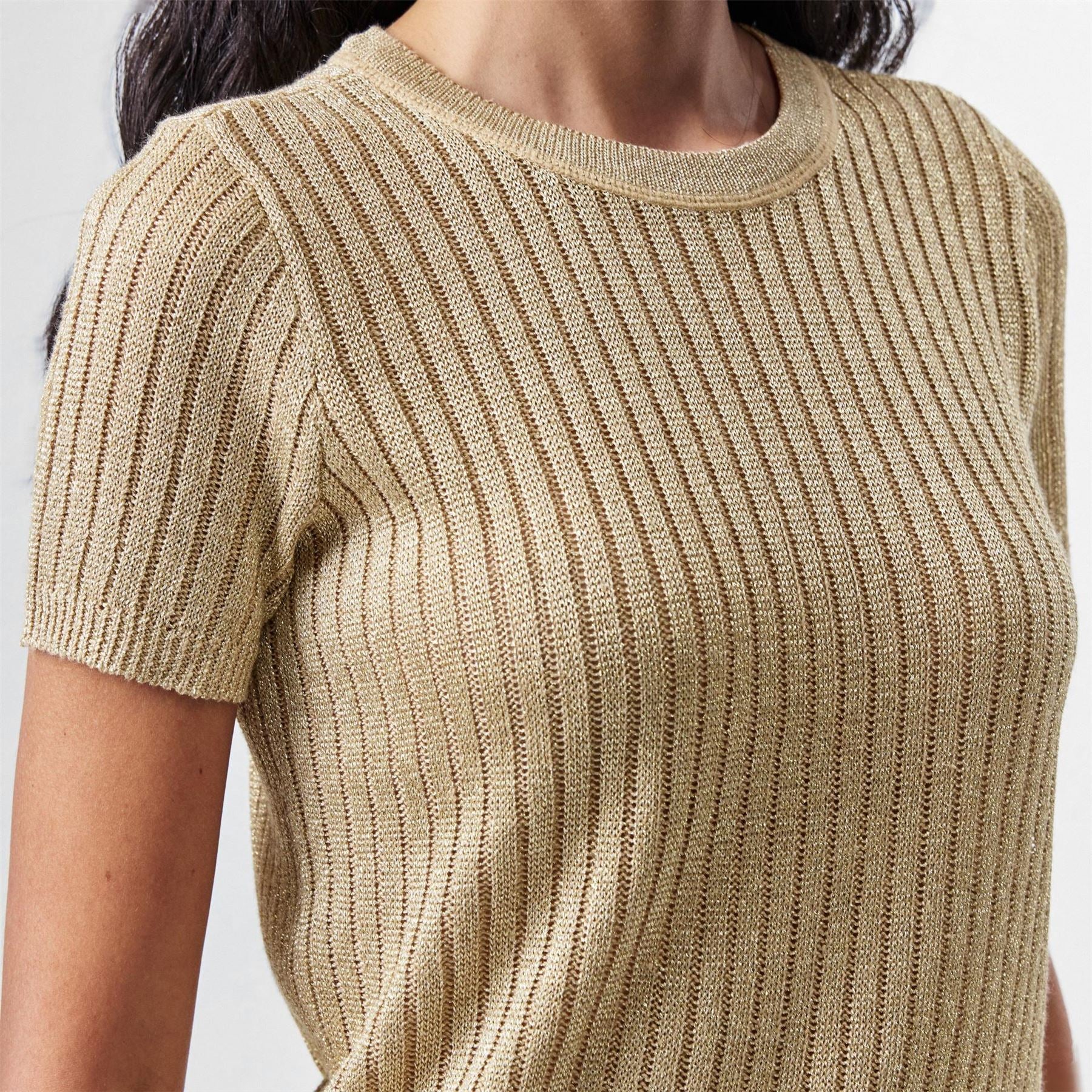 Lauren by Ralph Lauren Rib Knit Short Sleeve Jumper