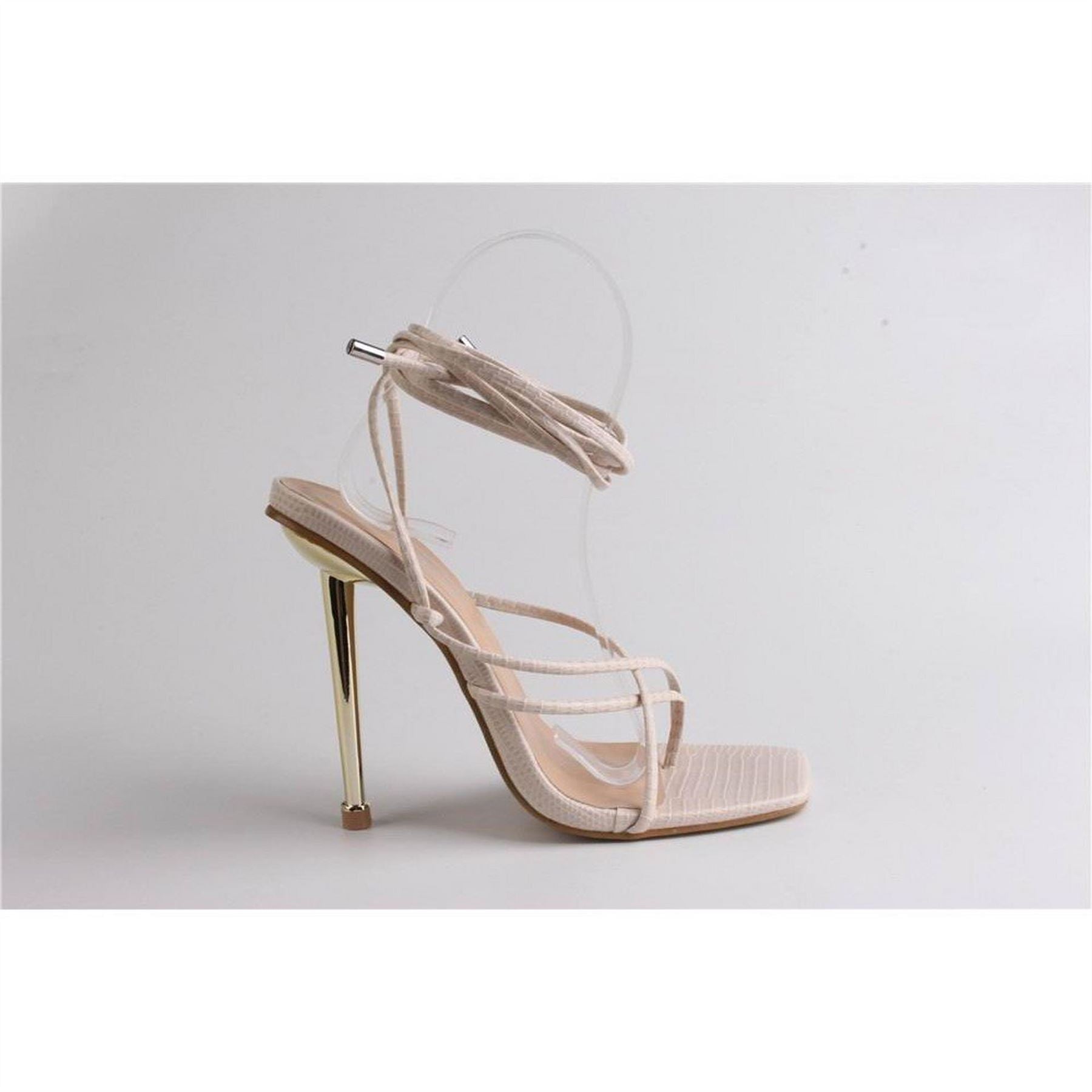 Chic Striped Tie Stiletto Heel Sandals