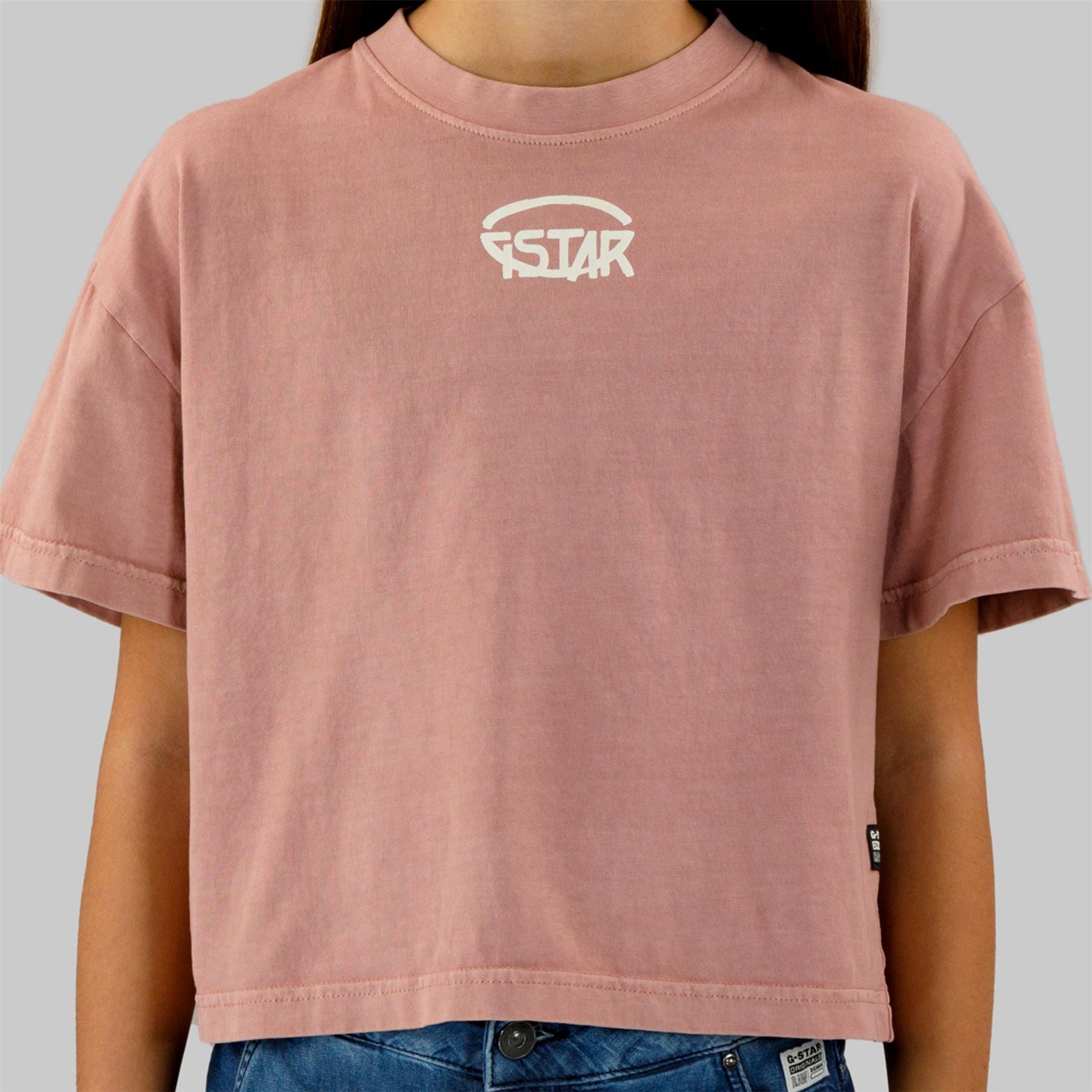 G Star Cropped Crew Neck Lettering T-Shirt