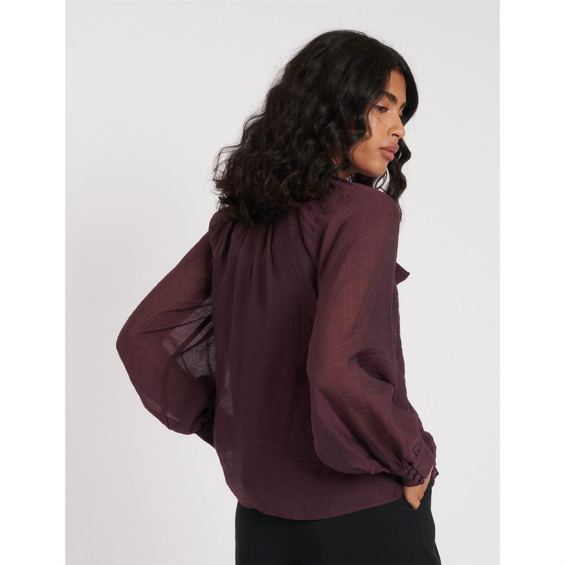 Nobodys Child Tie Neck Relaxed Fit Long Sleeve Blouse