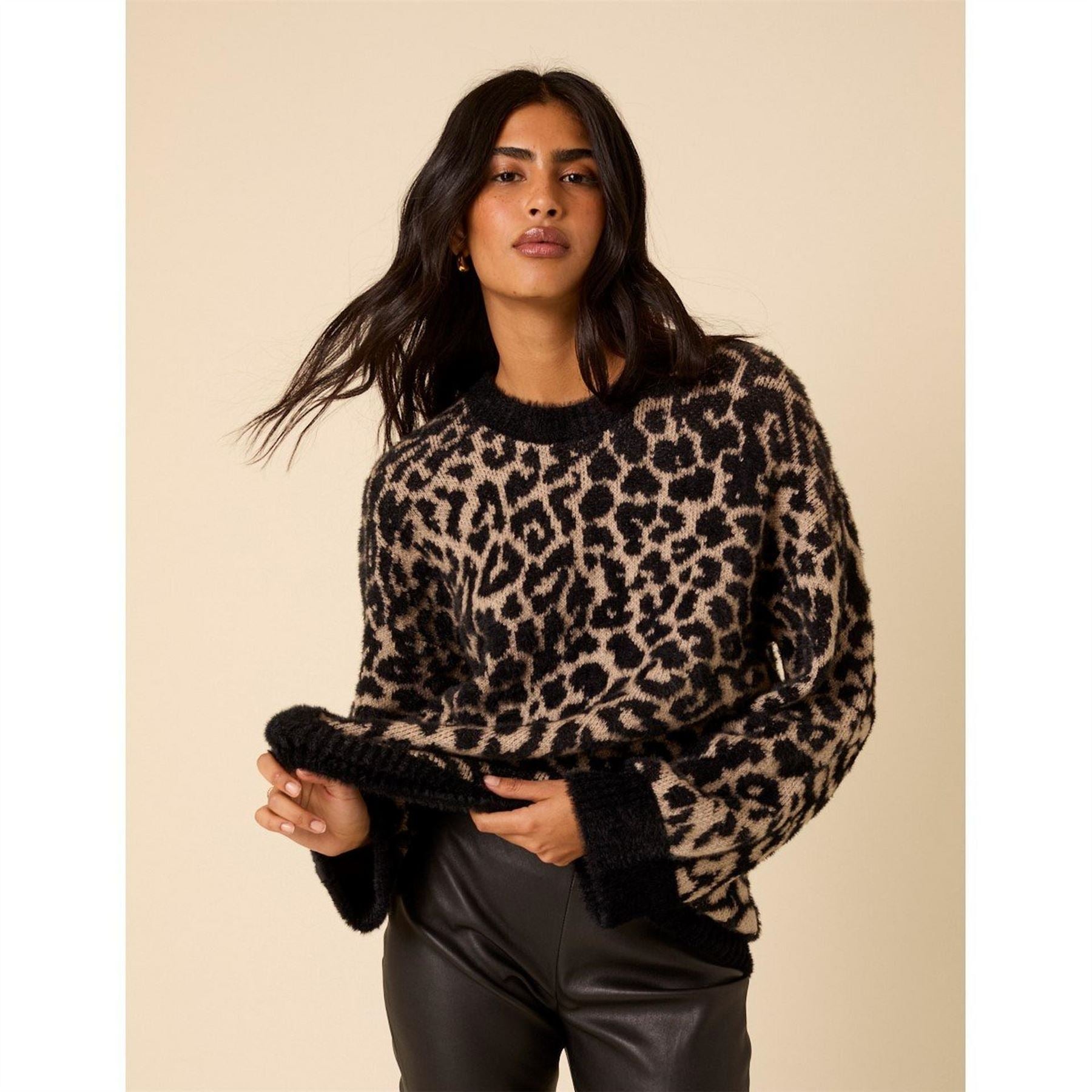 Nobodys Child Leopard Jacquard Oversized Jumper