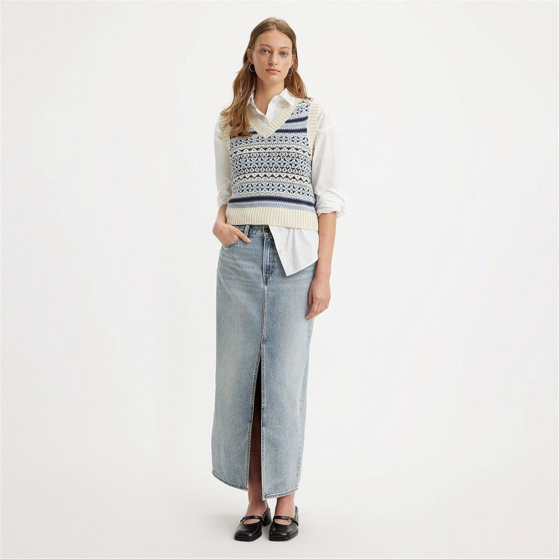 Levis Ankle Column Denim Skirt