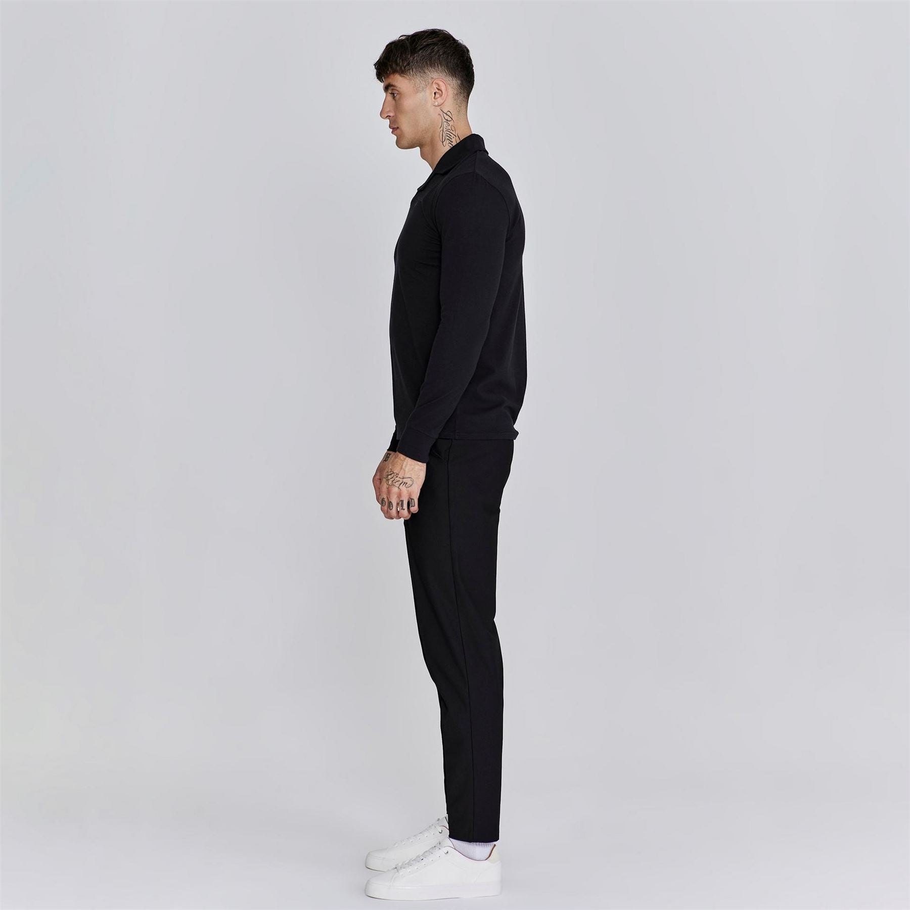 SikSilk Long Sleeve Slim Fit Polo Shirt