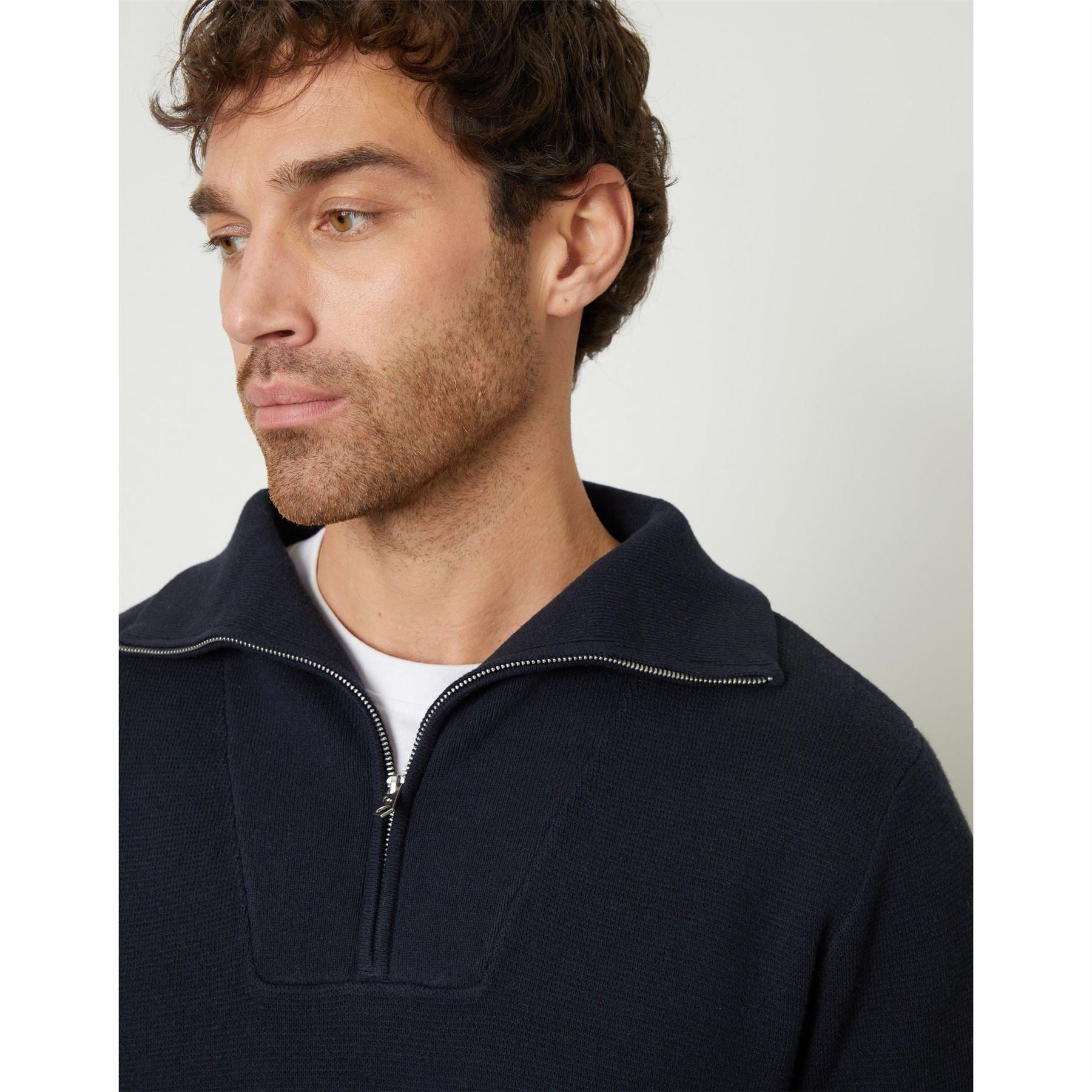 Threadbare Kamrul Quarter Zip Knitted Jumper
