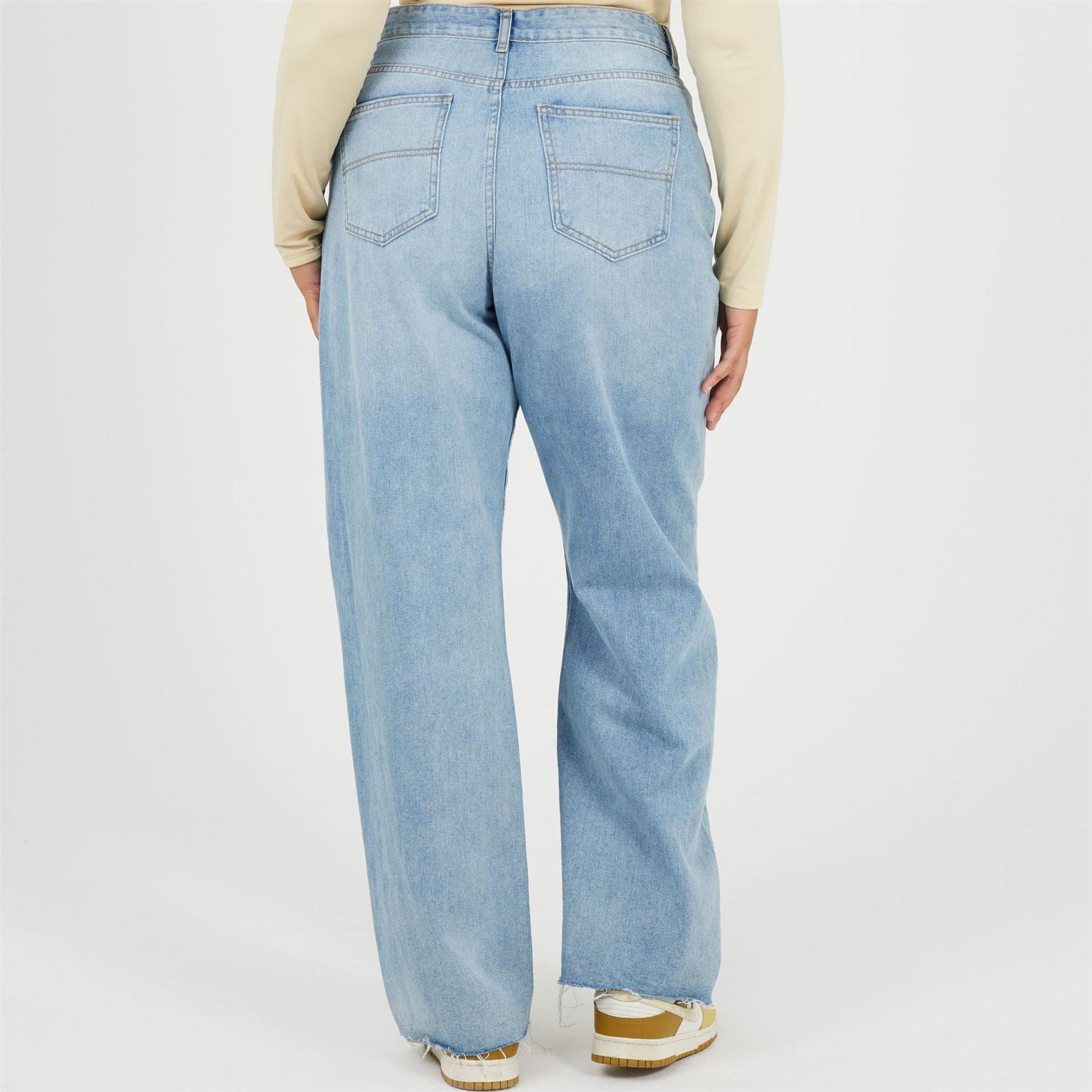 Brave Soul Womens Plus Size Wide Leg High Waist Distressed Jeans
