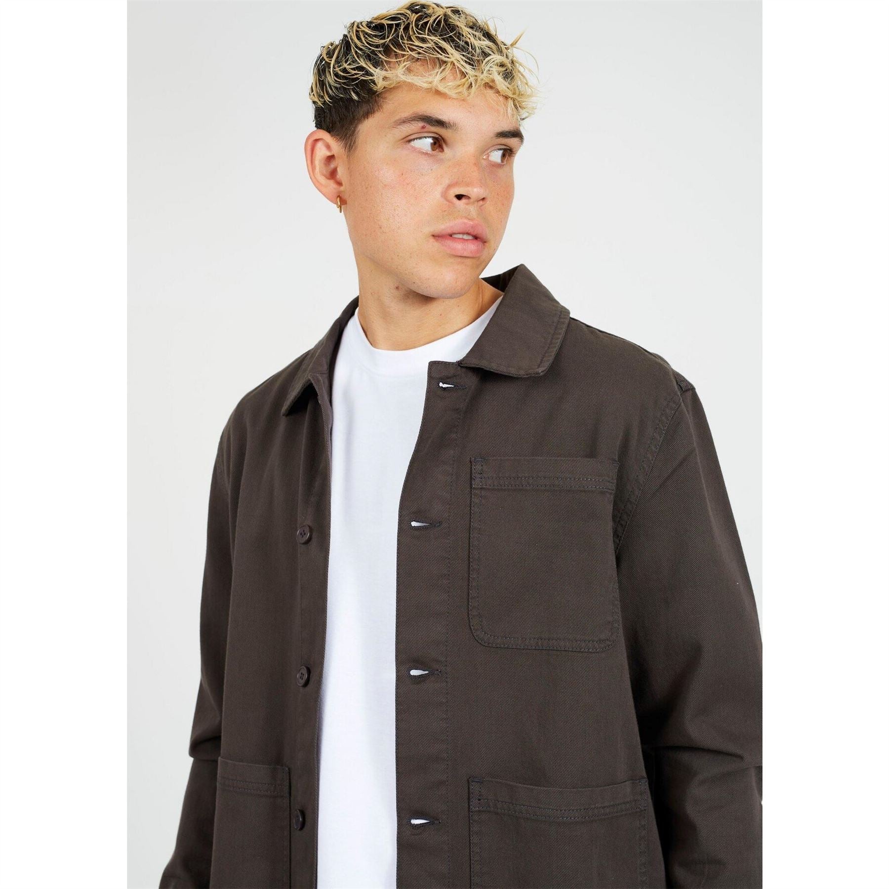 Brave Soul Mens Twill Shirt Overshirt with Front Pocket