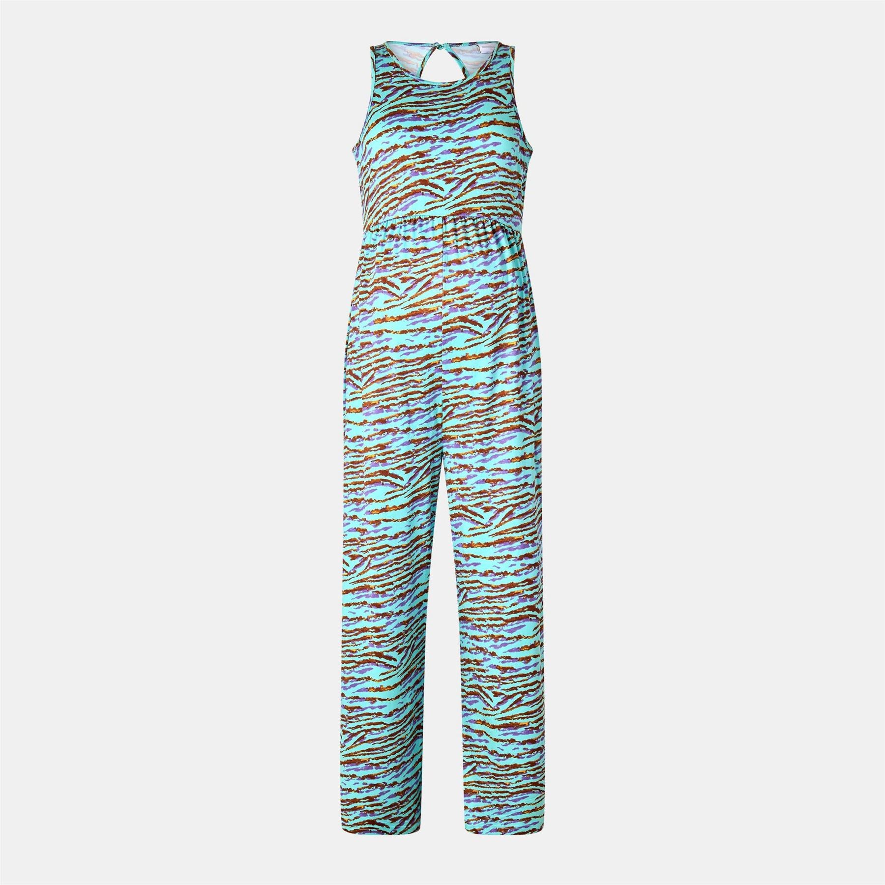 Mamalicious Crew Neck Sleeveless Animal Patterned Jumpsuit