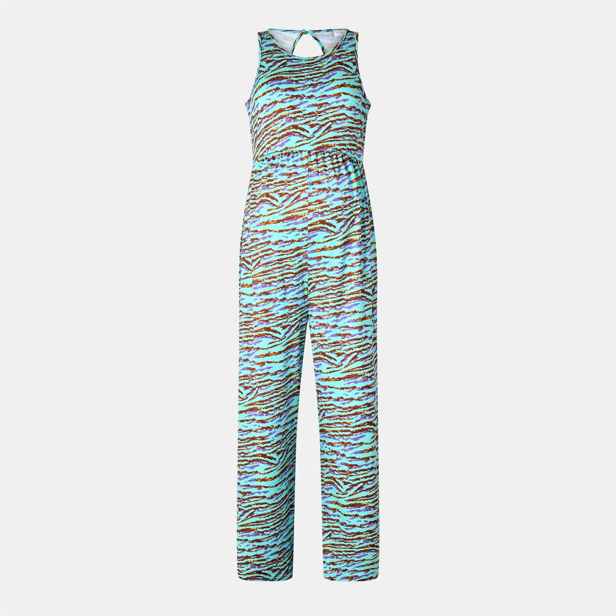 Mamalicious Crew Neck Sleeveless Animal Patterned Jumpsuit