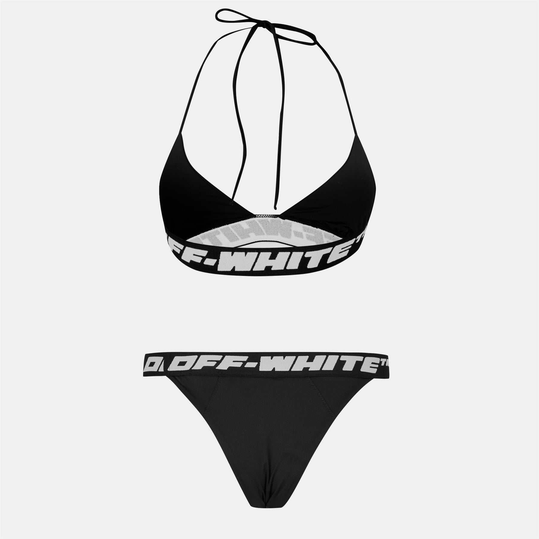 Off White Logo Print Triangle Bikini Set