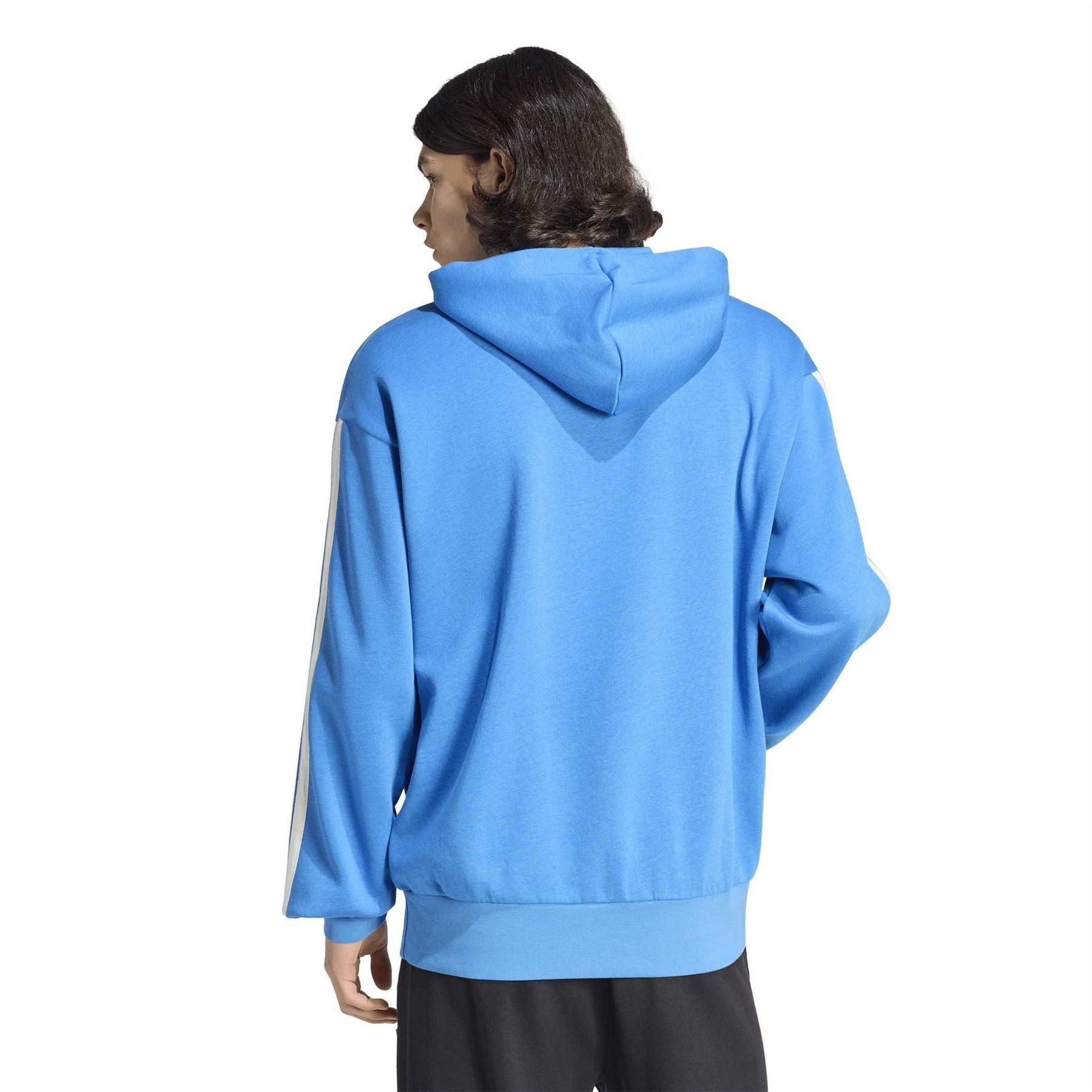 adidas 3 Stripes Fleece Over The Head Hoodie