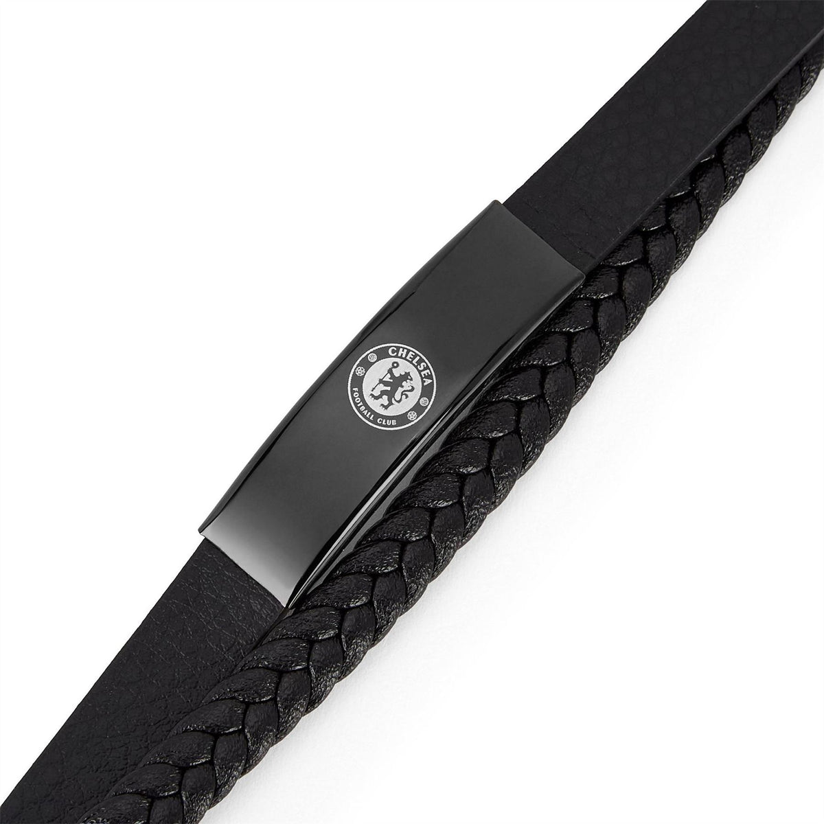 Team Officially Licensed Stainless Steel And Leather Black Ip Bracelet