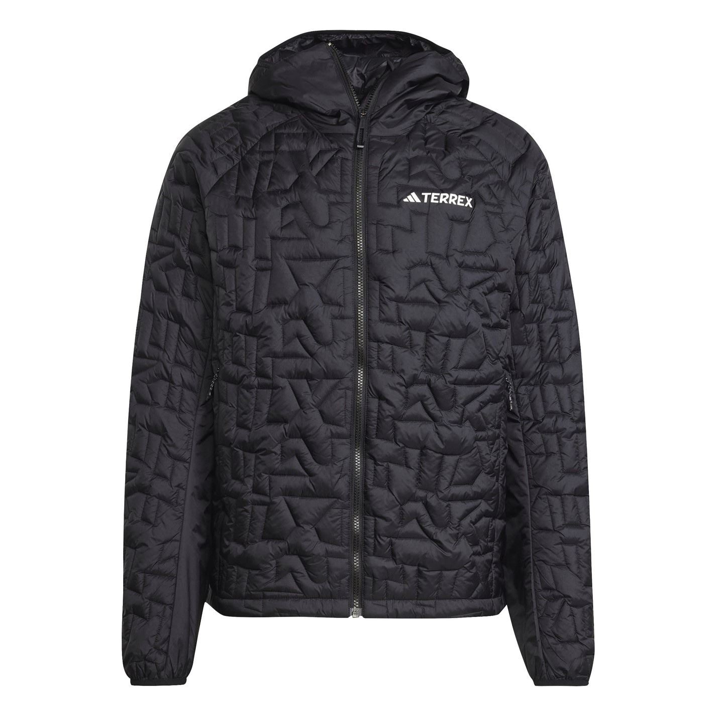 adidas Solid Patterned Hooded Puffer Jacket