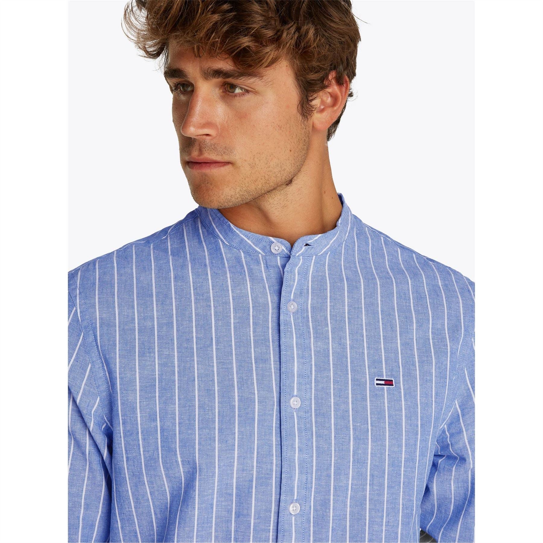 Tommy Jeans Tj Linen Long Sleeve Patterned Shirt