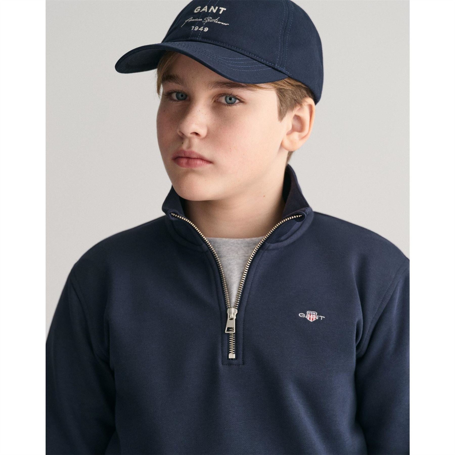 Gant Zip Neck Logo Print Regular Fit Sweatshirt