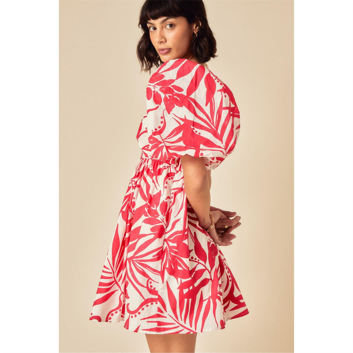 Nobodys Child Nova Square Neck Short Sleeve A-Line Dress