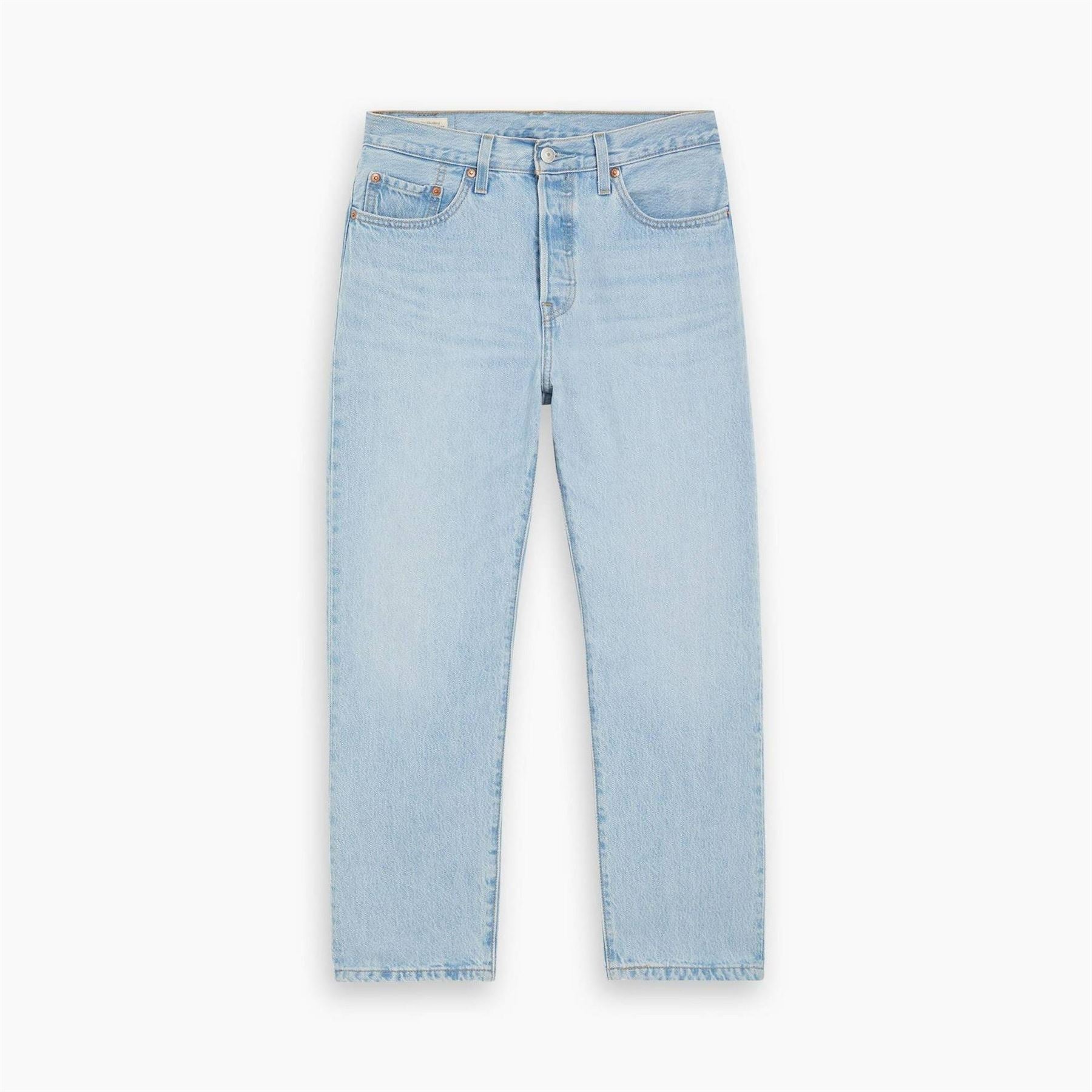 Levis 501 Cropped Mid Rise Cotton Straight Leg Jeans