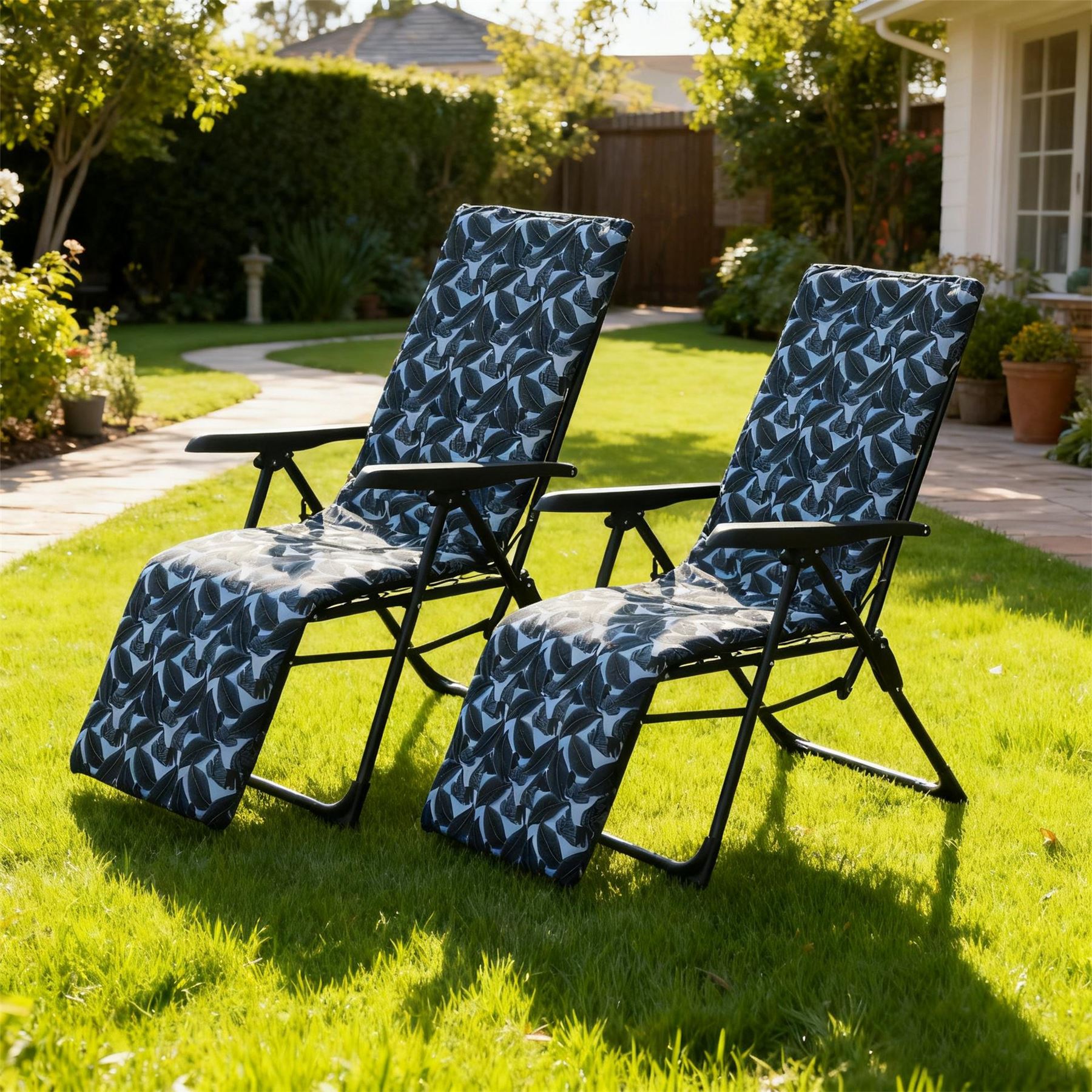 Linea Metal Frame Patterned Cushion Garden Chairs