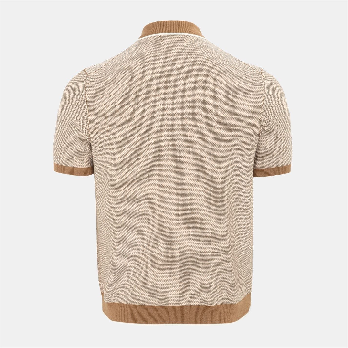 Firetrap Mens Quarter Short Sleeve Ribbed Knit Button Polo