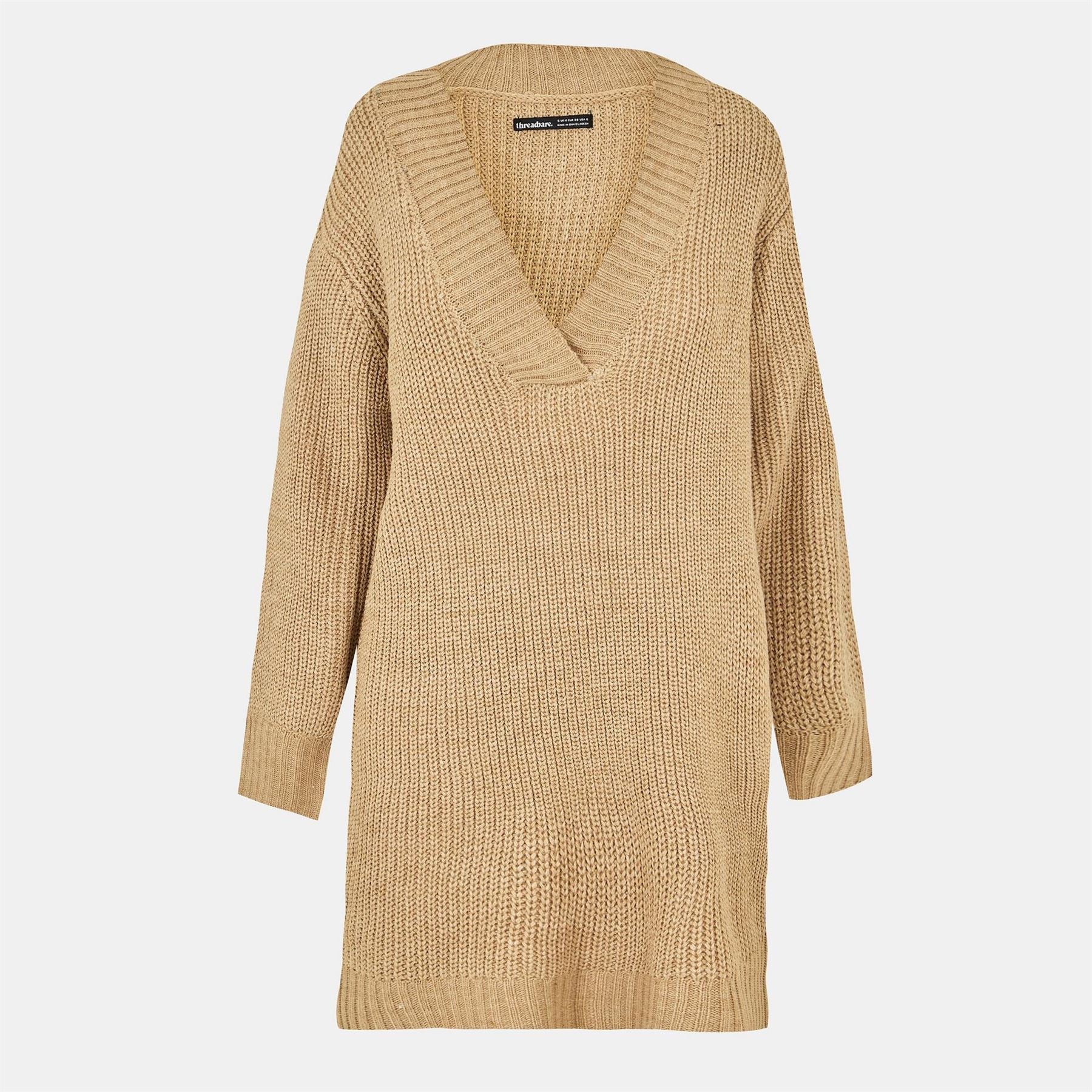 Threadbare Adeline V-Neck Long Sleeve Mini Dress