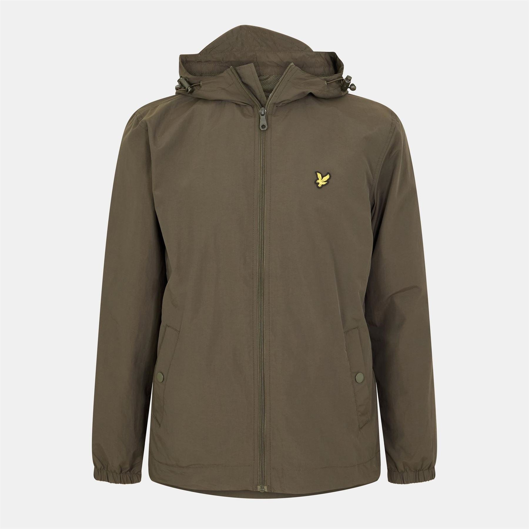 Lyle and Scott Zip Through Cotton Wind Resistant Long Sleeve Hooded Rain Anorak