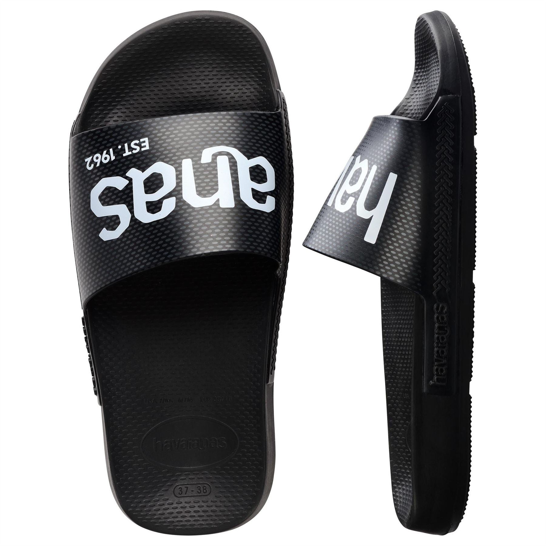 Havaianas Womens Hav. Slide Classic Logomania Black Flip Flops