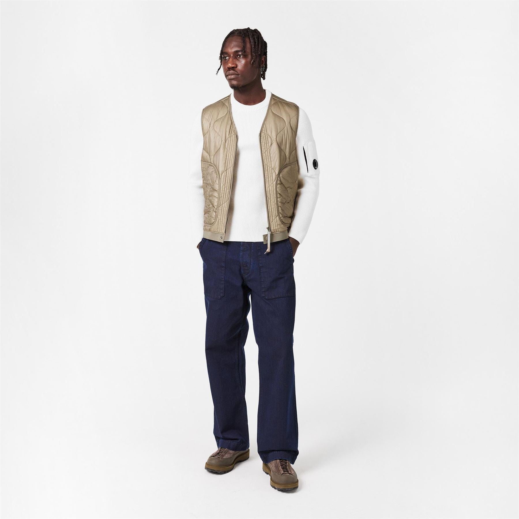 CP Company Rubber Badge Crew Neck Raglan Sleeve Sweater