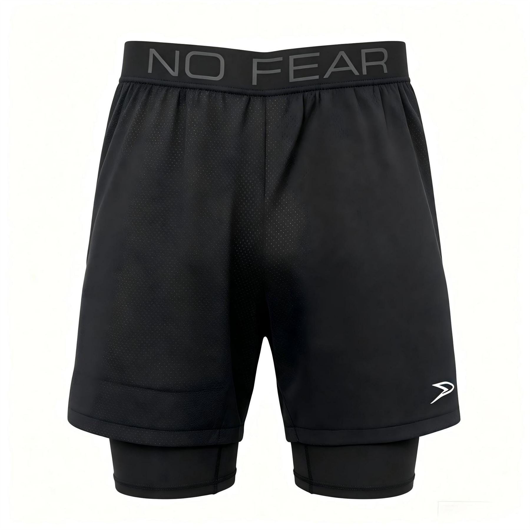 No Fear Mens 2 In 1 Compression Shorts