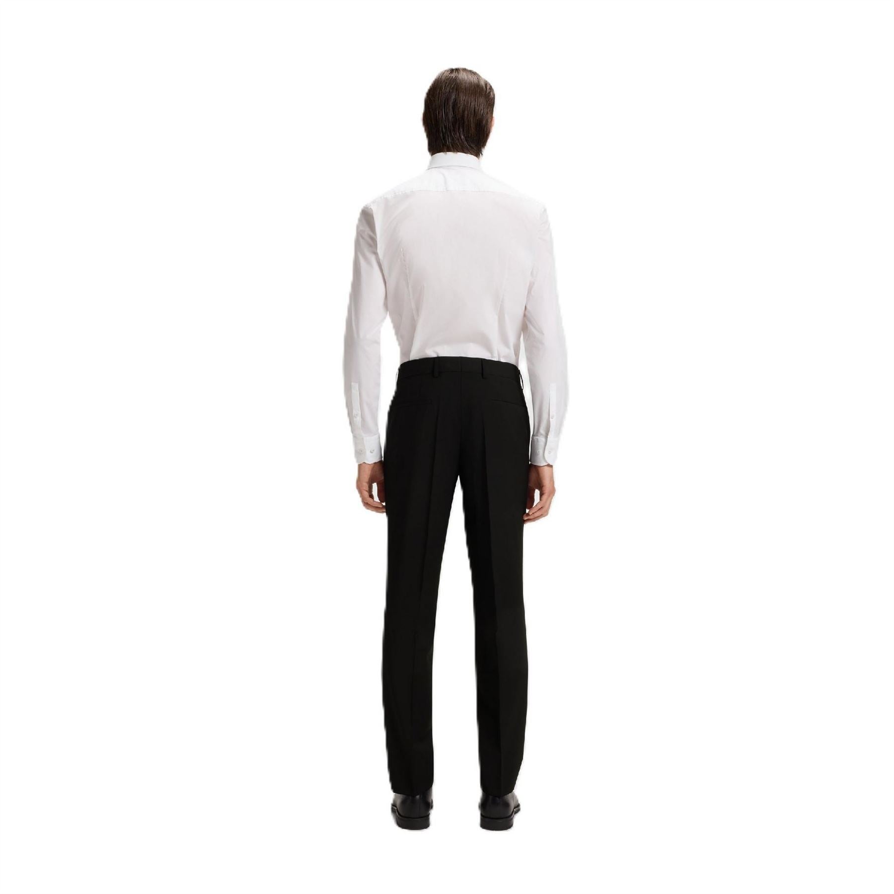 Boss Genius Solid Patterned Straight Leg Trousers