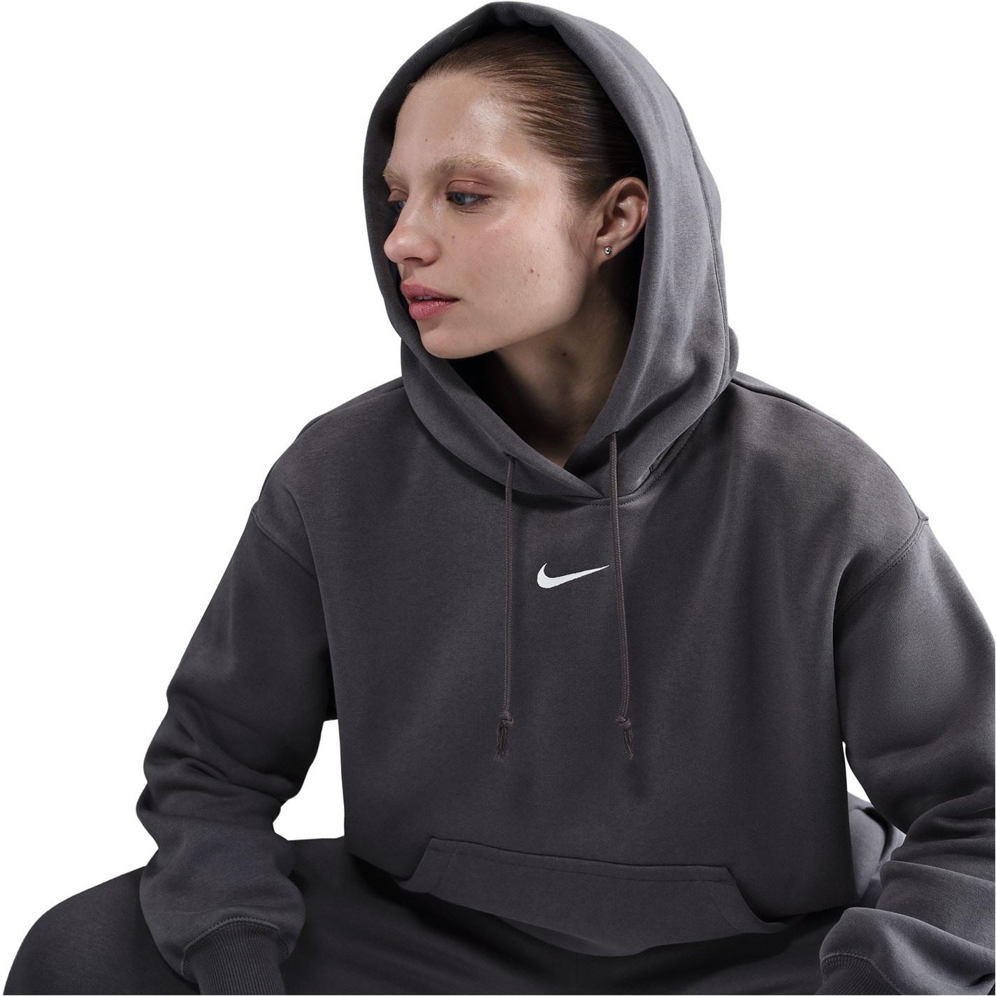 Nike Phoenix Fleece Oversize Fit Drop Shoulder Long Sleeve Hooded Neck Sweatshirt