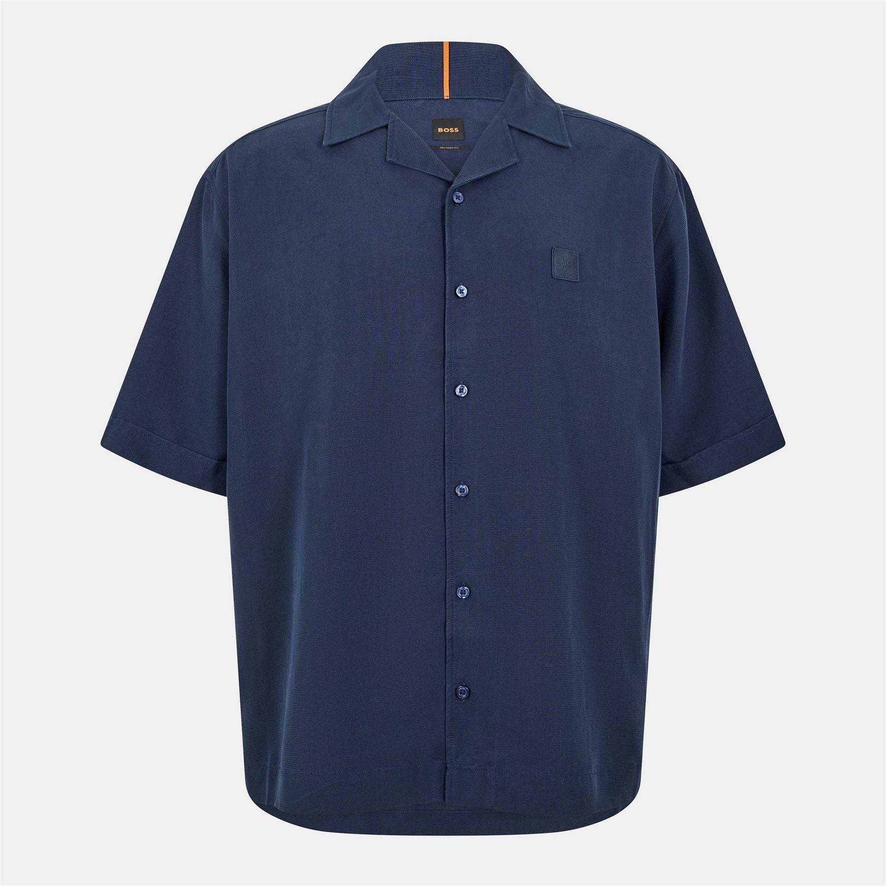 Boss Collared Neck Notch Collar Short Sleeve Shirt