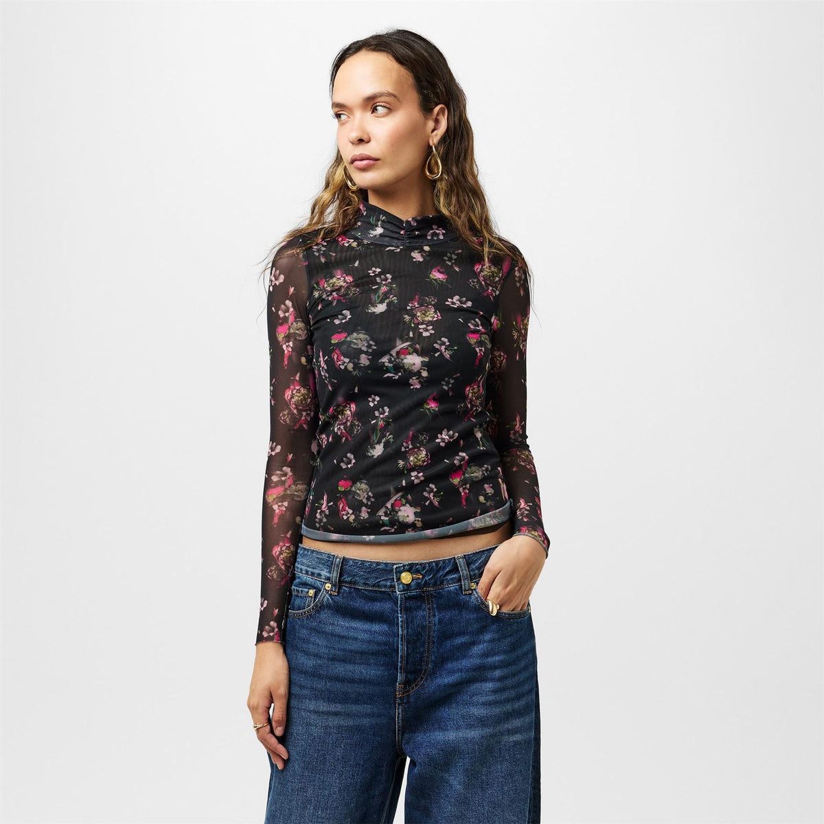 Ted Baker High Neck Print Long Sleeve T-Shirt