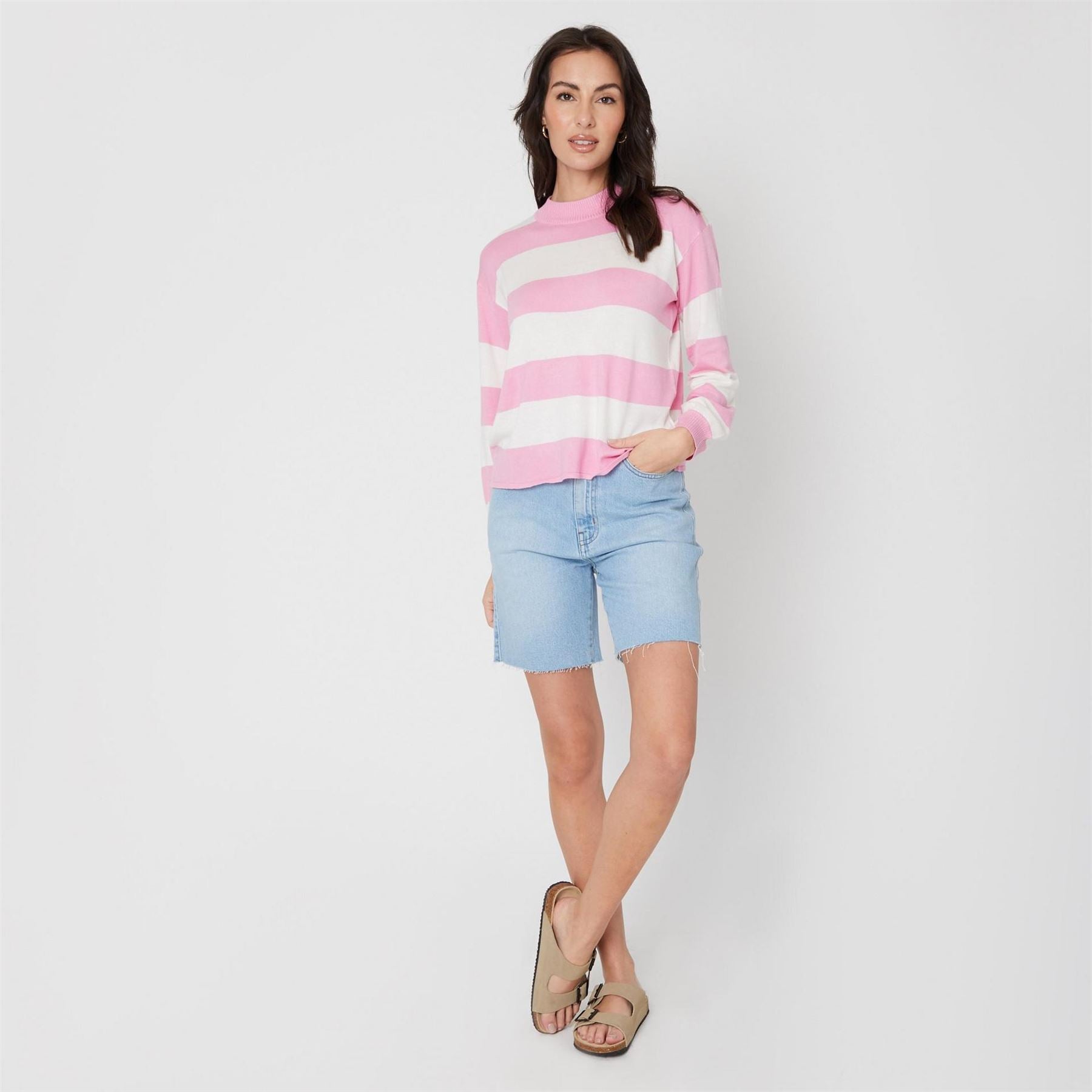 Be You Stripe Crew Neck Relaxed Fit Sweater