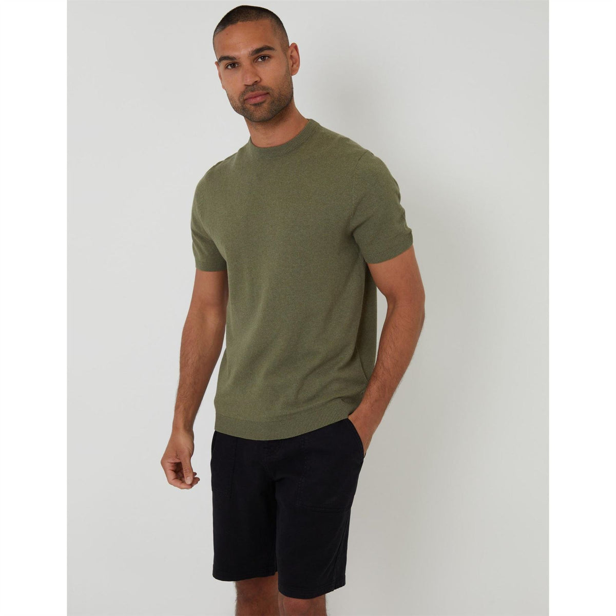 Threadbare Rib Crew Neck Short Sleeve Regular Fit T-Shirt