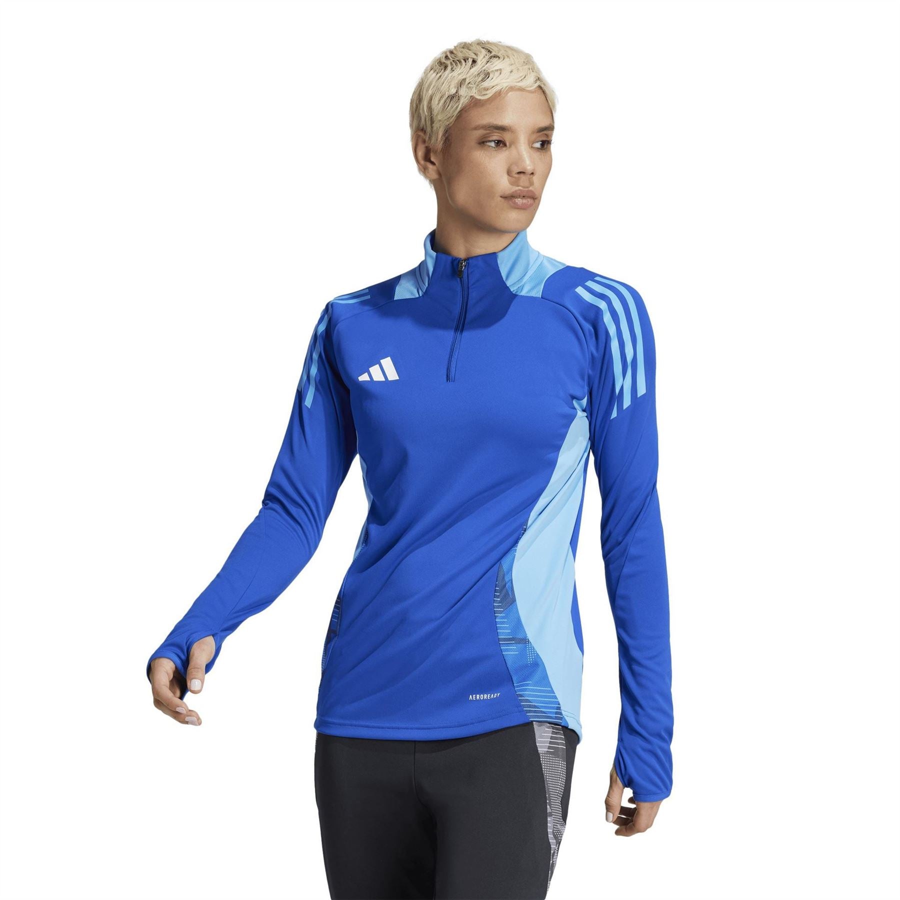 adidas Three Bar Logo Funnel Neck Raglan Sleeve Athletic Top