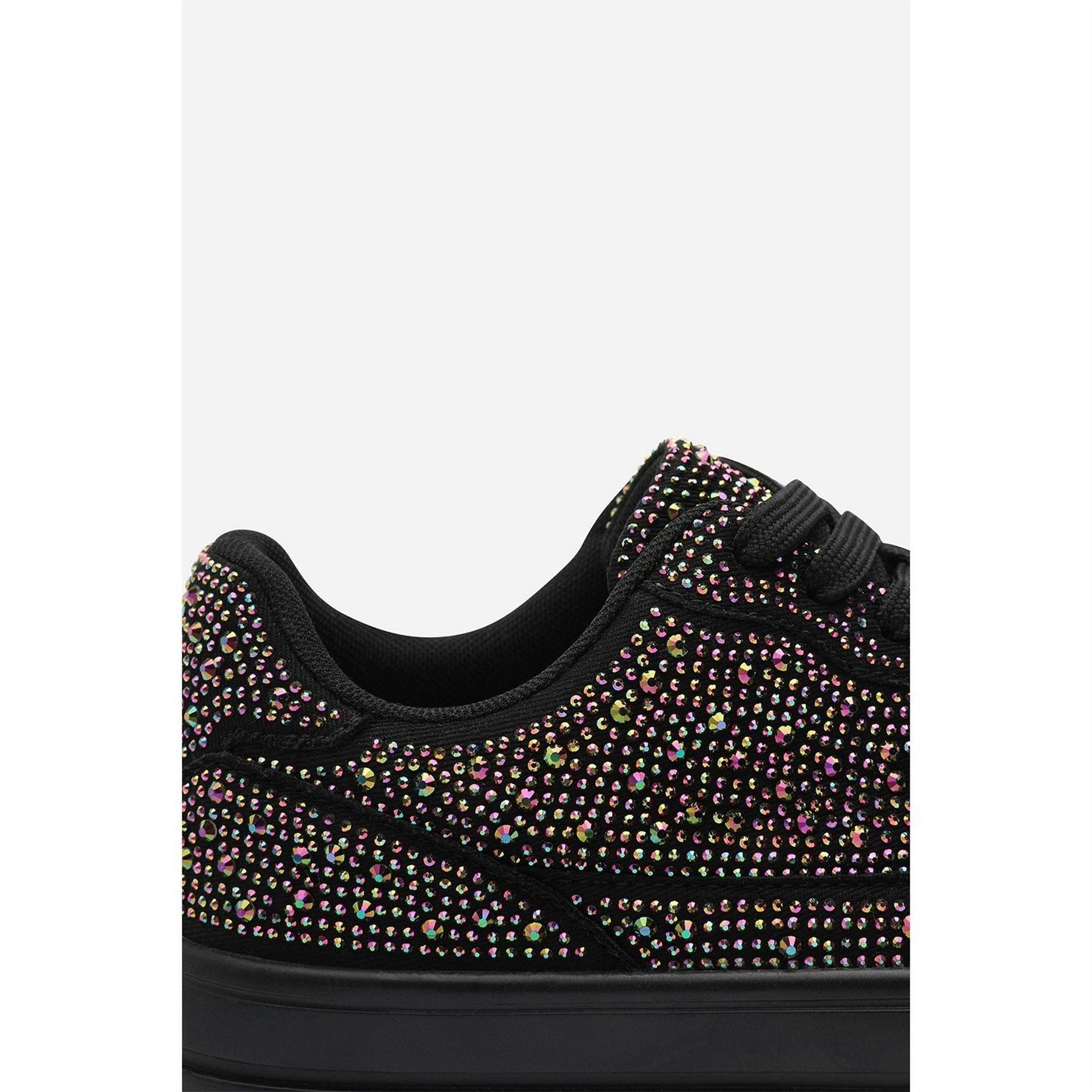 Wheres That From Wedge Lace Up Trainer With Diamante Detail