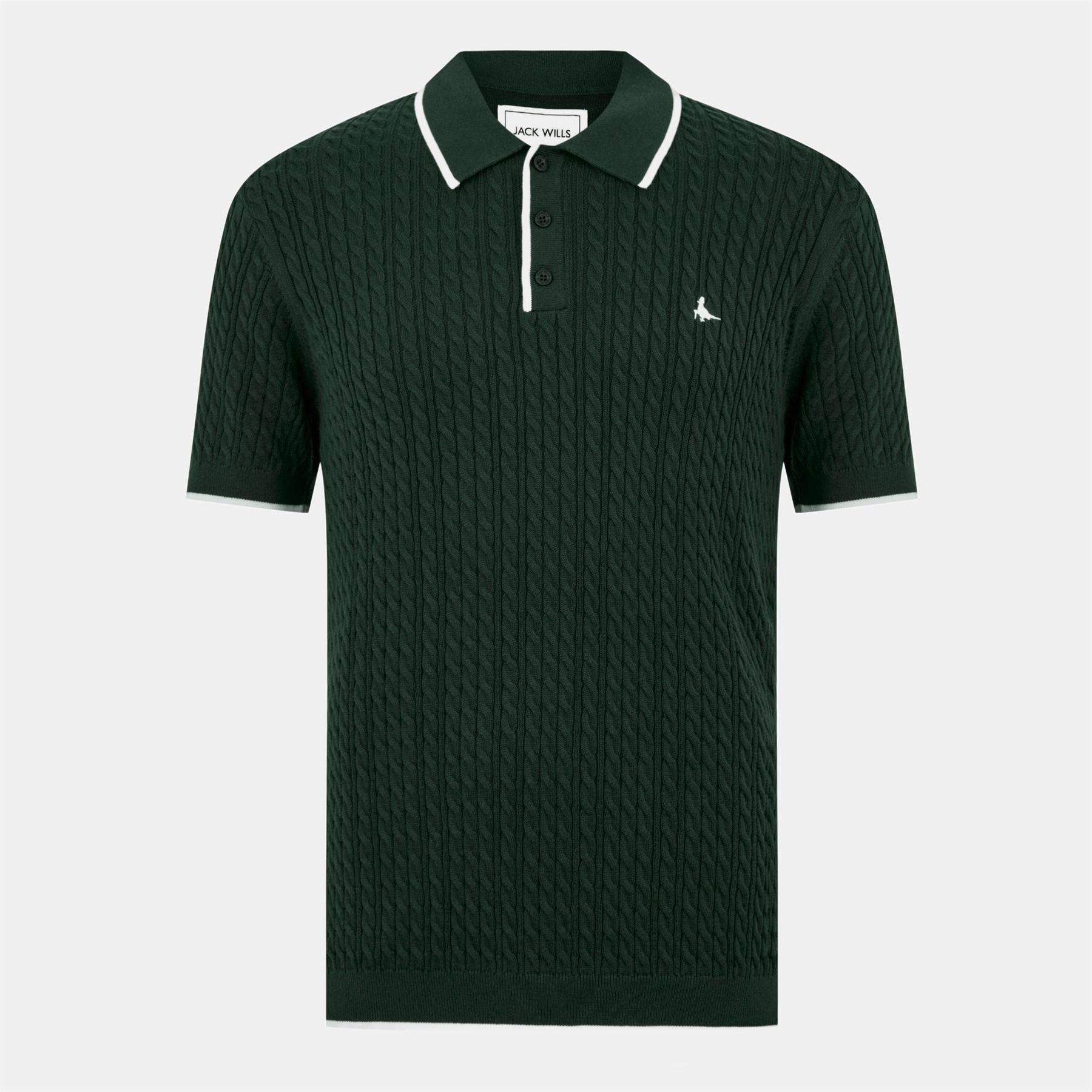 Jack Wills Jw Braid Knitted Short Sleeve Polo Shirt