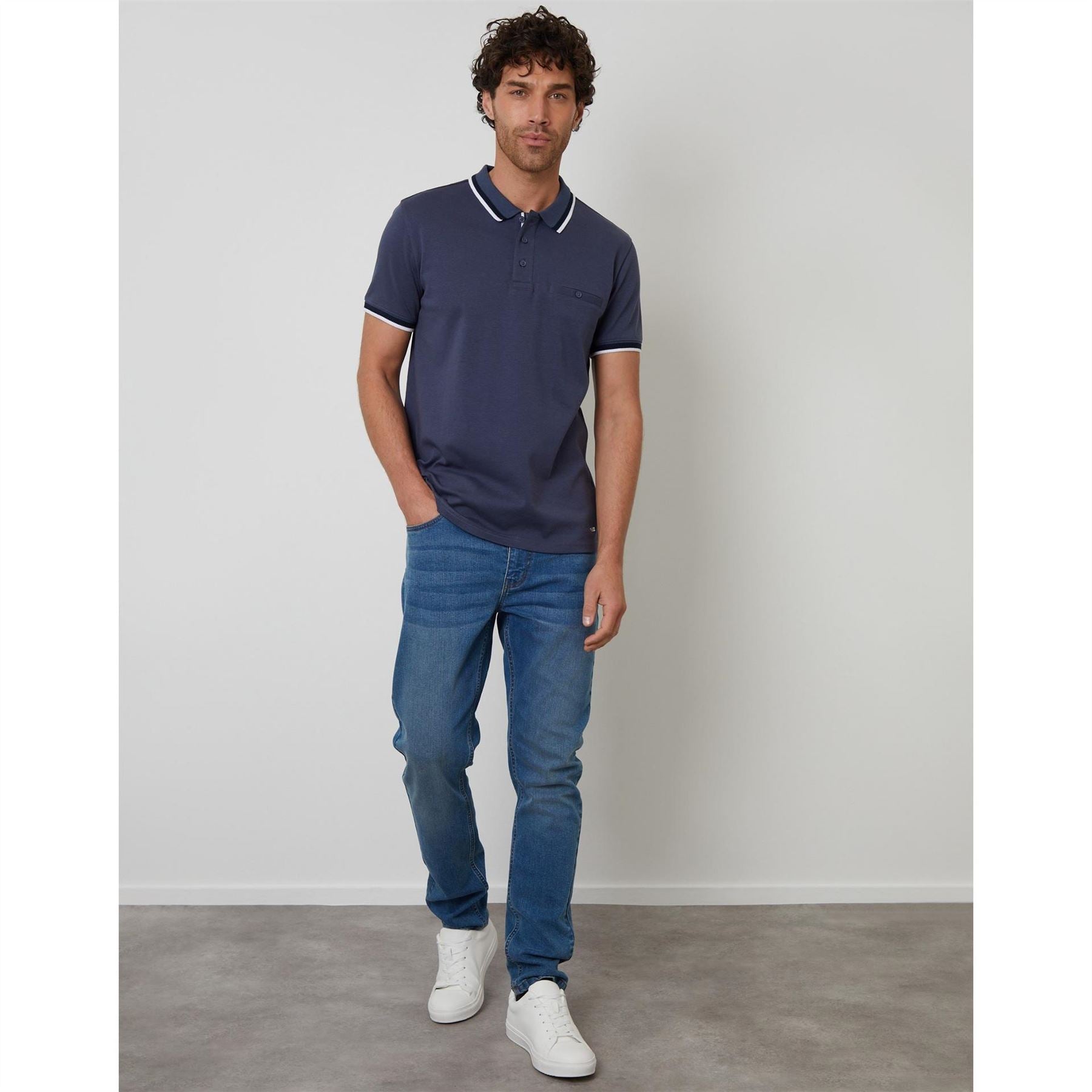 Threadbare Polo Donnegal Regular Fit Short Sleeve Shirt