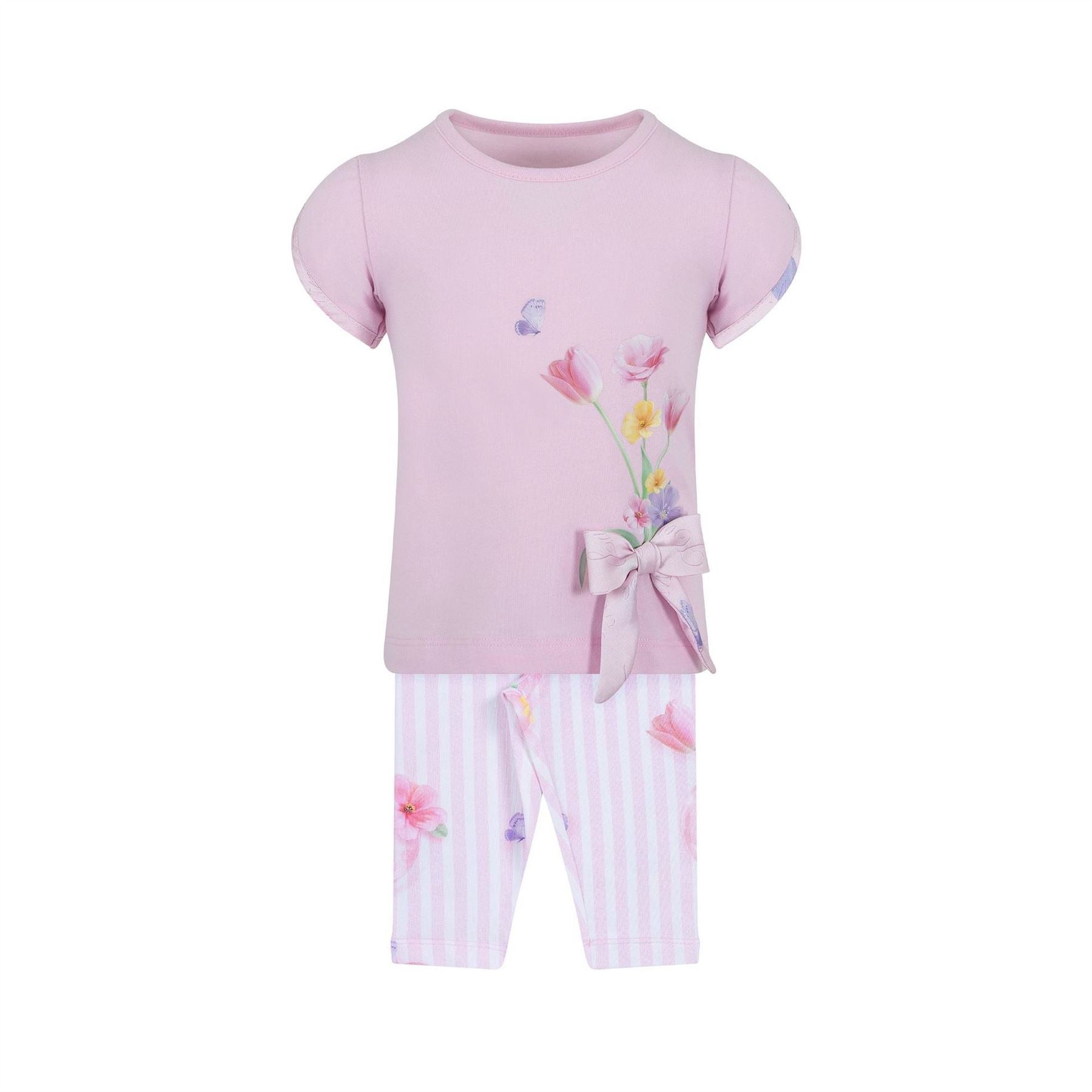 LAPIN HOUSE Crew Neck Cap Sleeve T-Shirt Legging Suit