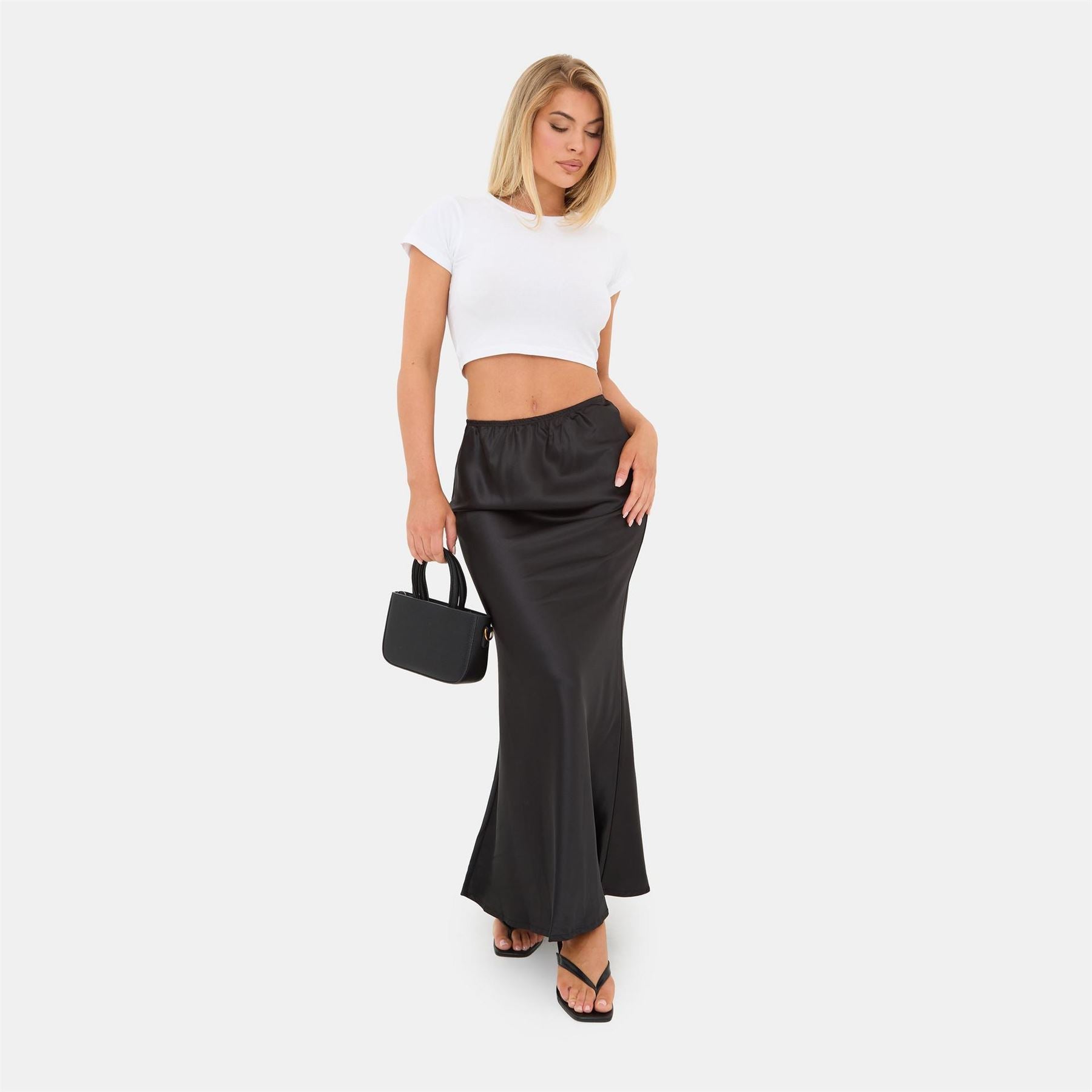 I Saw It First Bias Cut Satin Skirt