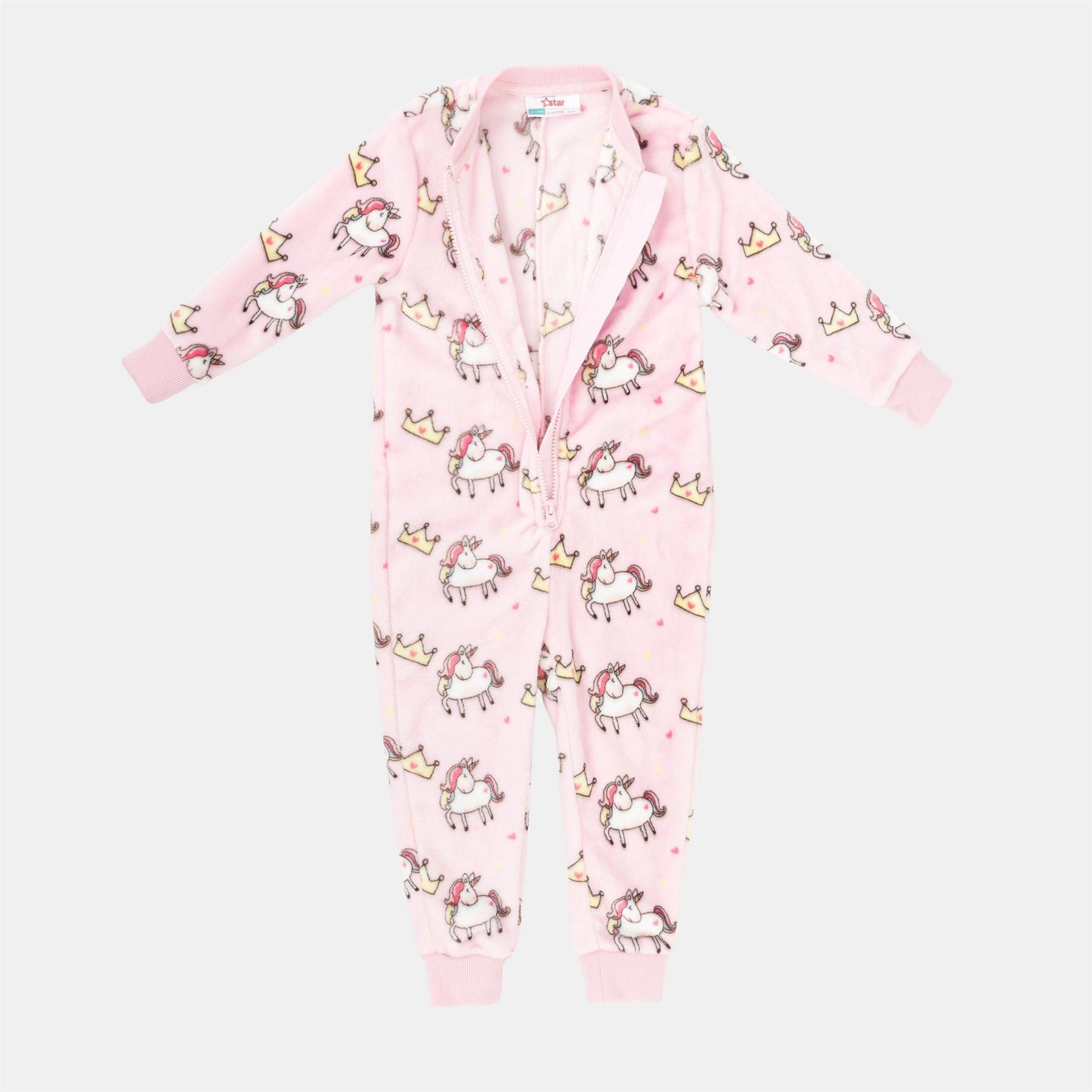 Star Fleece Onesie Infant Girls Unicorn Print
