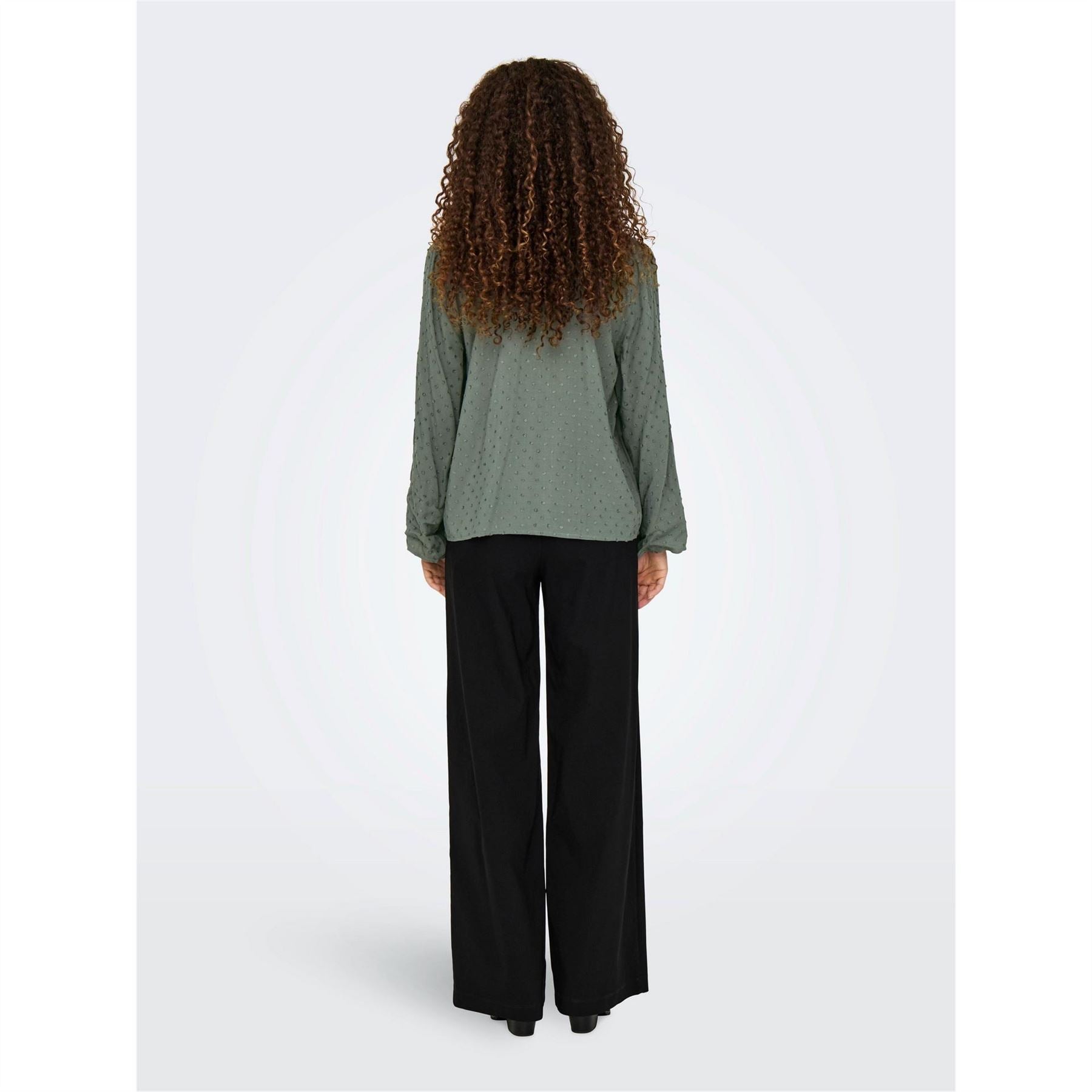 Only V-Neck Long Sleeve Button Tab Shirt