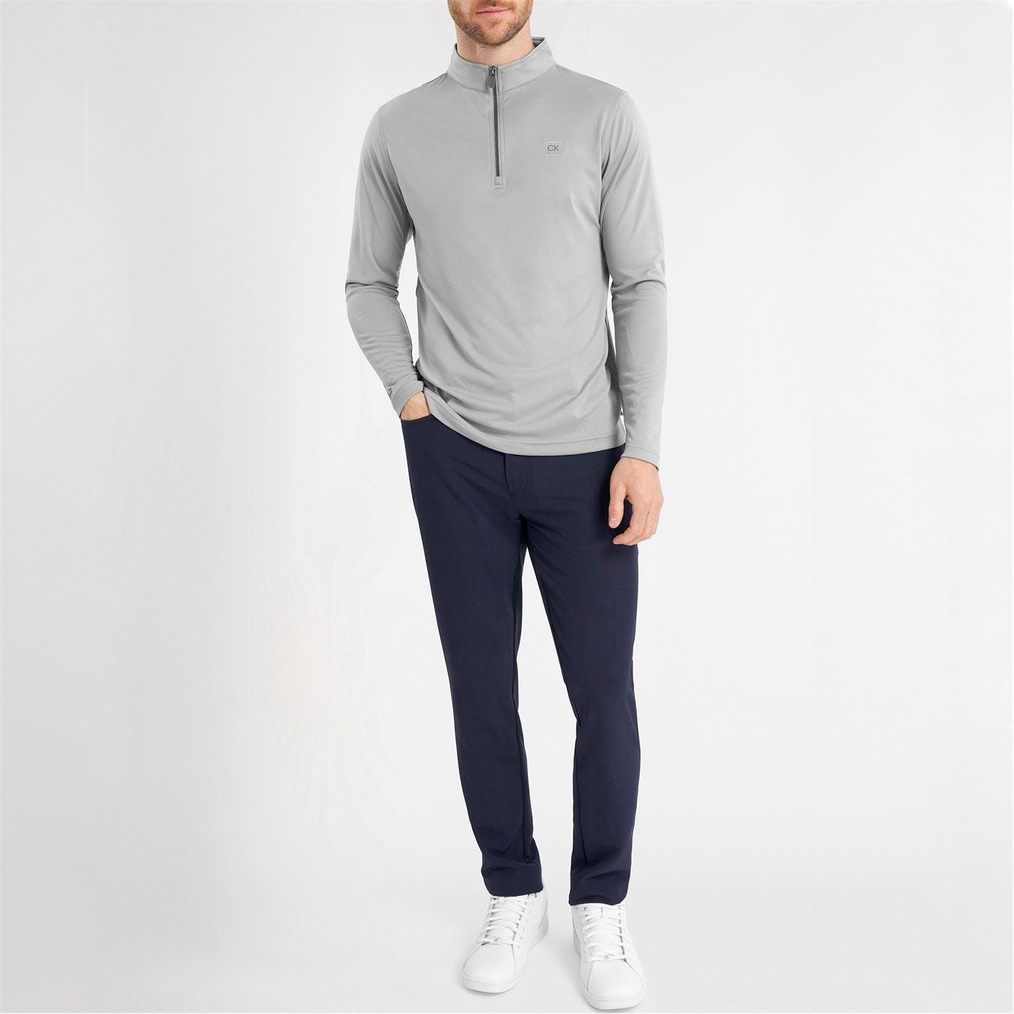 Calvin Klein Golf Regular Fit Zip Neck Long Sleeve Sweatshirt