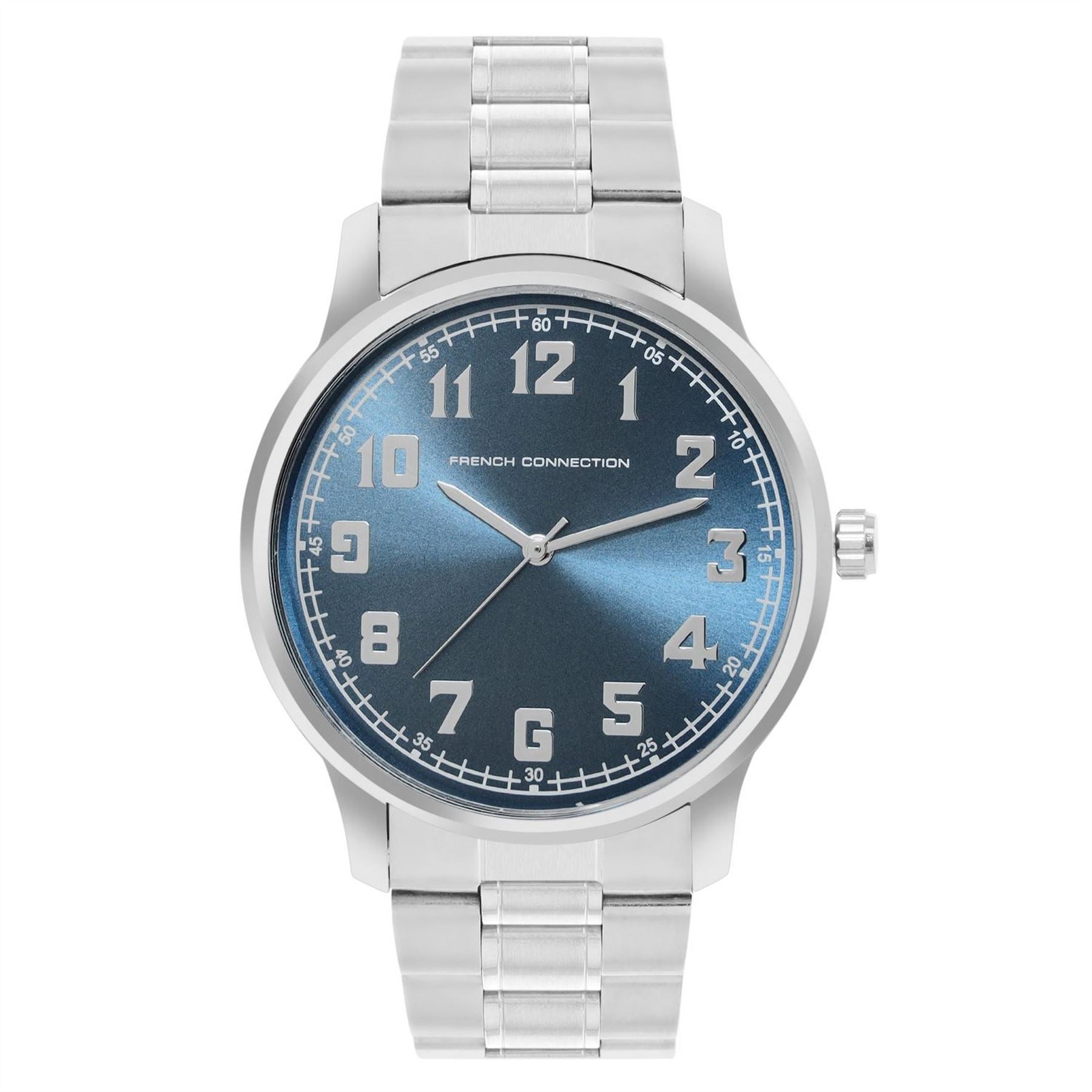 French Connection Connection Silver Case Round Shape Silver Strap Quartz Watch